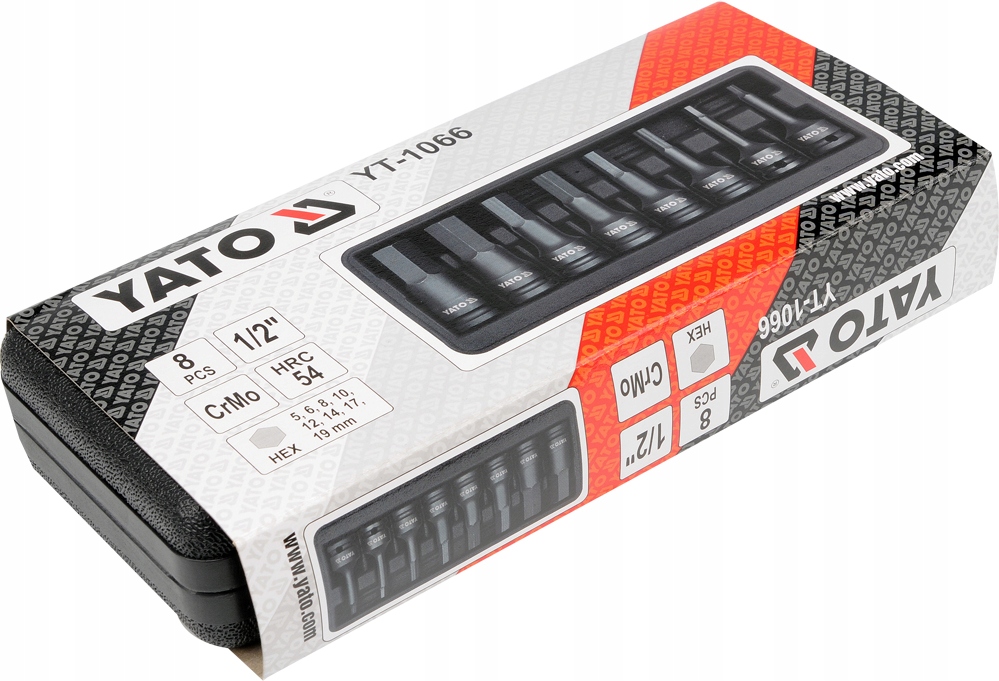 YATO ZESTAW UDAROWE KLUCZE IMBUSOWE TRZPIENIOWE imbusy 1/2" HEX 5-19mm 8cz