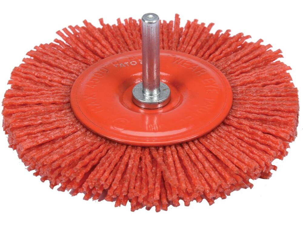 YATO SZCZOTKA TARCZOWA Z TRZPIENIEM NA WIERTARKĘ 100MM NYLON YT-47792