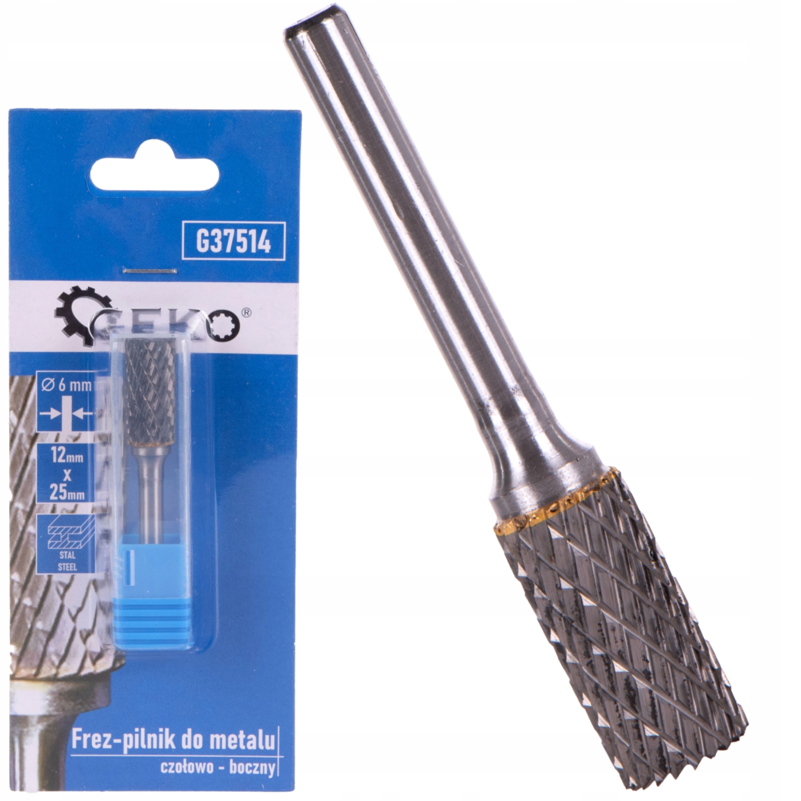 GEKO ODPORNY FREZ-PILNIK DO METALU Z WĘGLIKA WOLFRAMU 12x25MM 6MM G37514