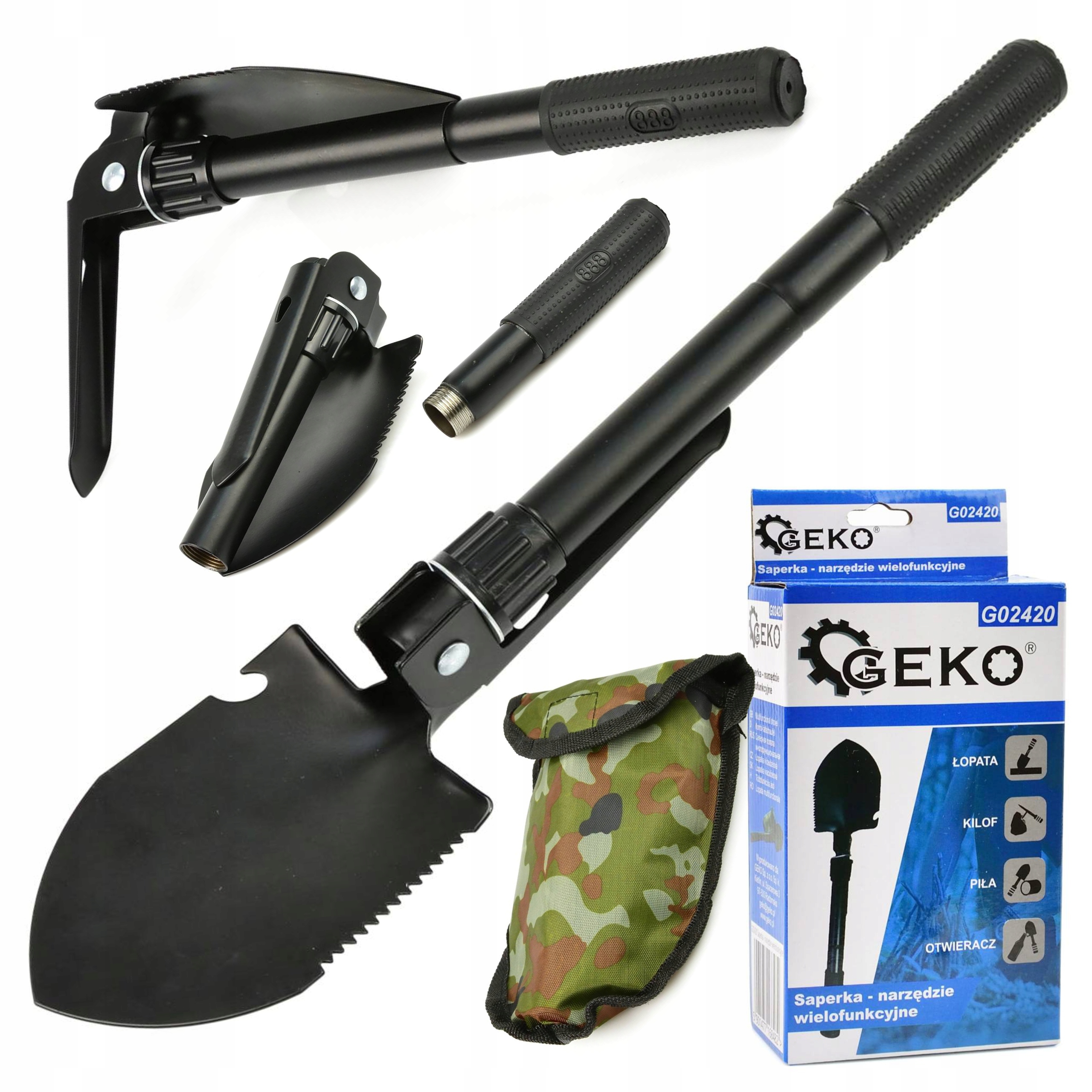 GEKO SAPERKA NARZĘDZIE WIELOFUNKCYJNE 4w1 KILOF PIŁA OTWIERACZ +ETUI G02420
