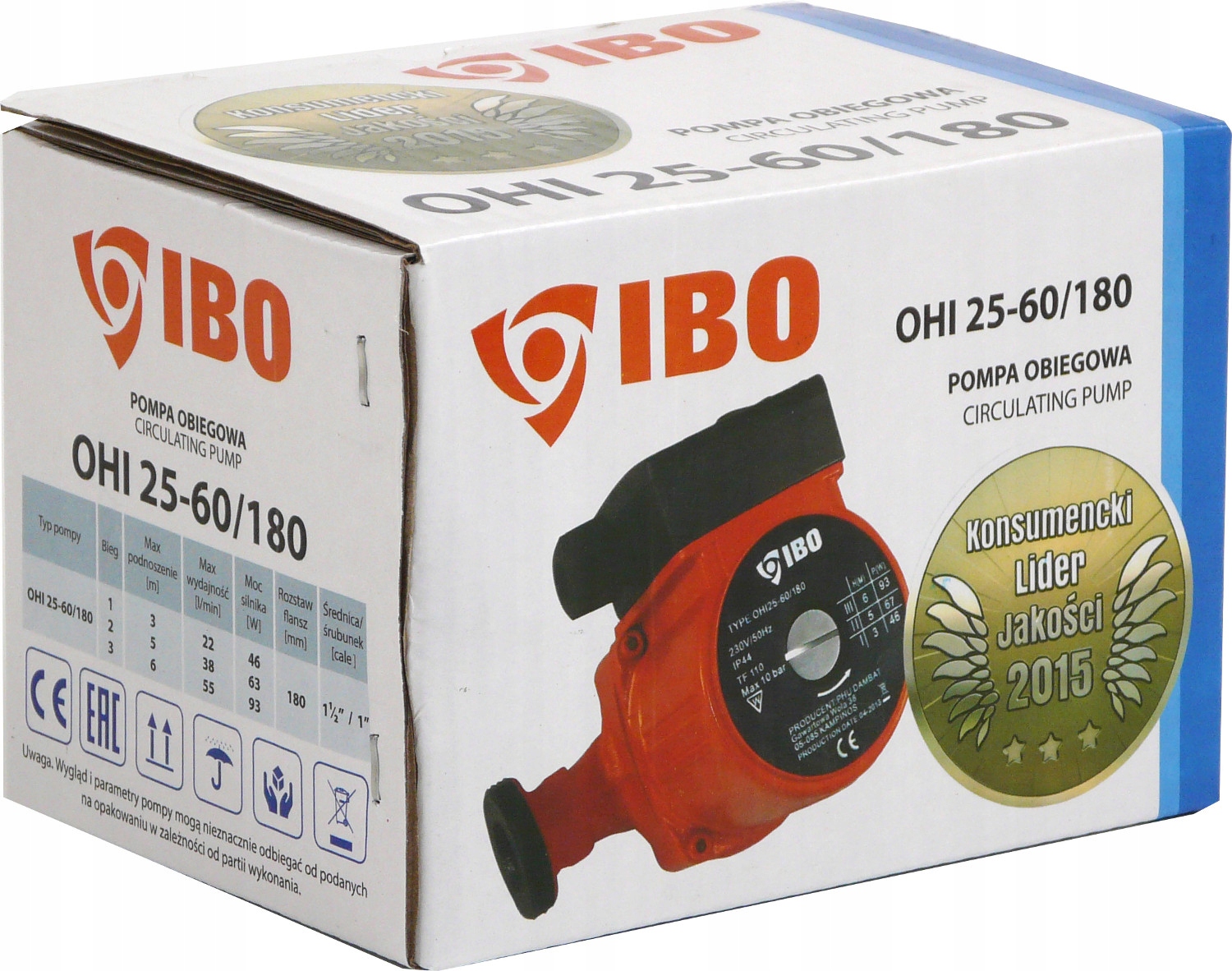 POMPA OBIEGOWA CYRKULACYJNA IBO OHI 25-40/180 WYDAJNA MOCNA 3 BIEGOWA +ŚRU