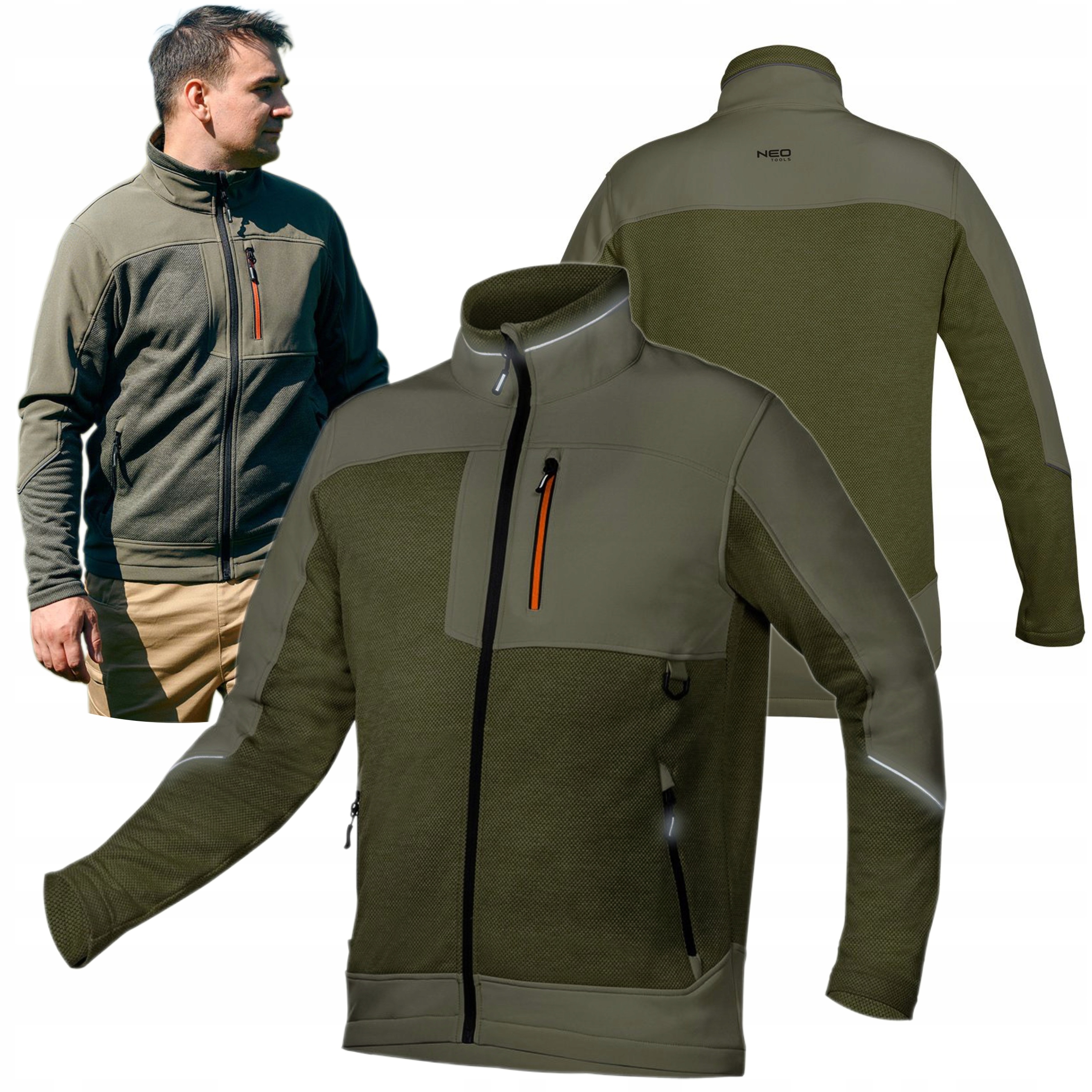 NEO BLUZA KURTKA SOFTSHELL BHP OUTDOOR ZIELONA WARM ODBLASKI CE ROZ.. M