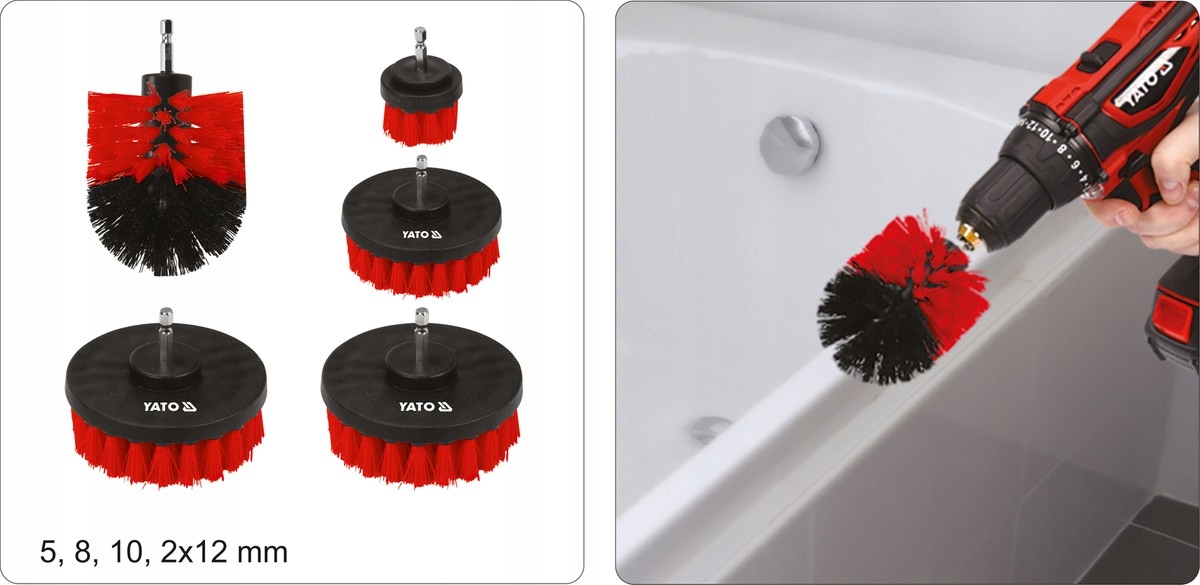YATO ZESTAW SZCZOTEK SZCZOTKI NA WIERTARKĘ UCHWYT HEX 5 SZT NYLON YT-47777