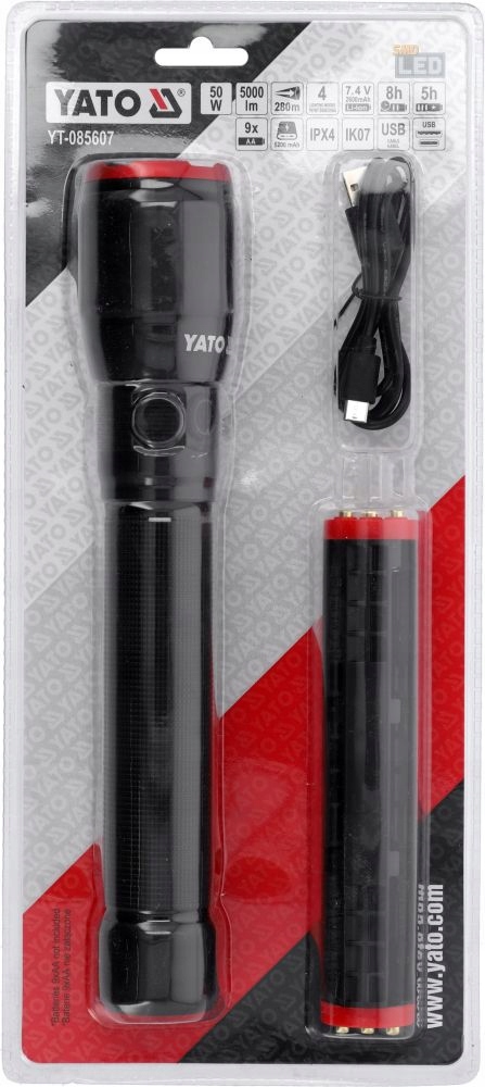YATO LATARKA AKUMULATOROWA 5,2Ah COB LED 50W 5000LM 4 TRYBY PRACY USB-C