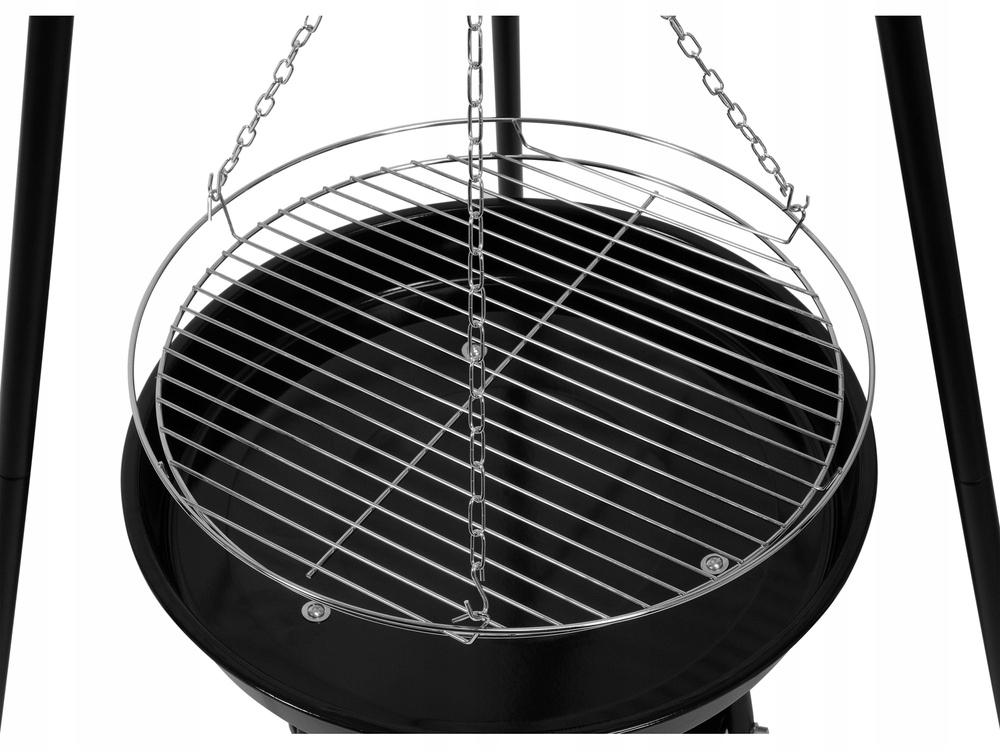 LUND GRILL WĘGLOWY WISZĄCY NA TRÓJNOG PALENISKO CHROMOWANY RUSZT 46CM 99903