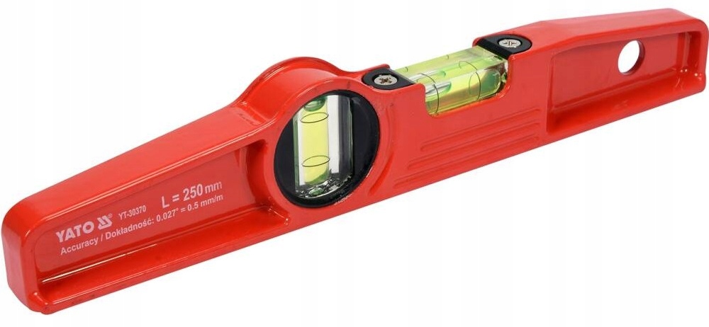 POZIOMNICA TRAPEZOWA 250 MM KORPUS - ODLEW ALUMINIOWY DWIE LIBELLE MAGNESY