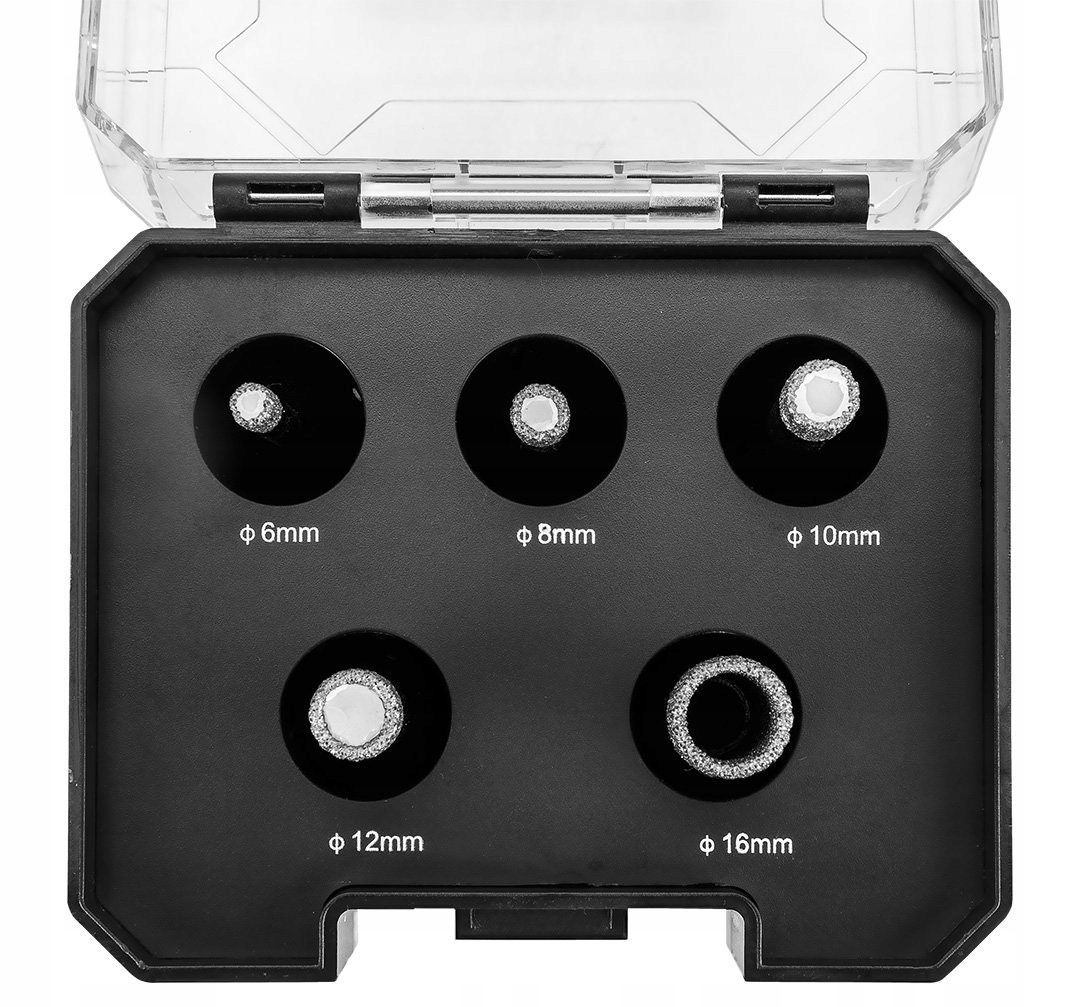 GRAPHITE ZESTAW 5el OTWORNICE DIAMENTOWE 6, 8, 10, 12, 16mm WALIZKA 55H319