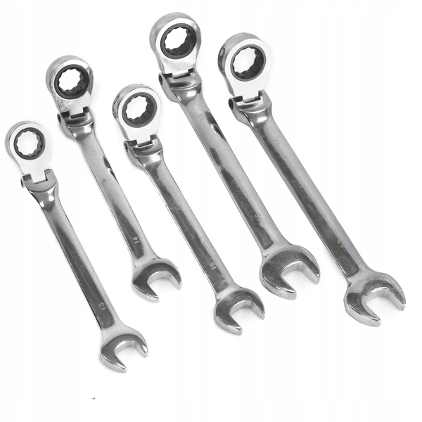 KLUCZE 8-19MM PŁASKO OCZKOWE Z GRZECHOTKĄ ŁAMANE ZESTAW KLUCZY 12 SZTUK