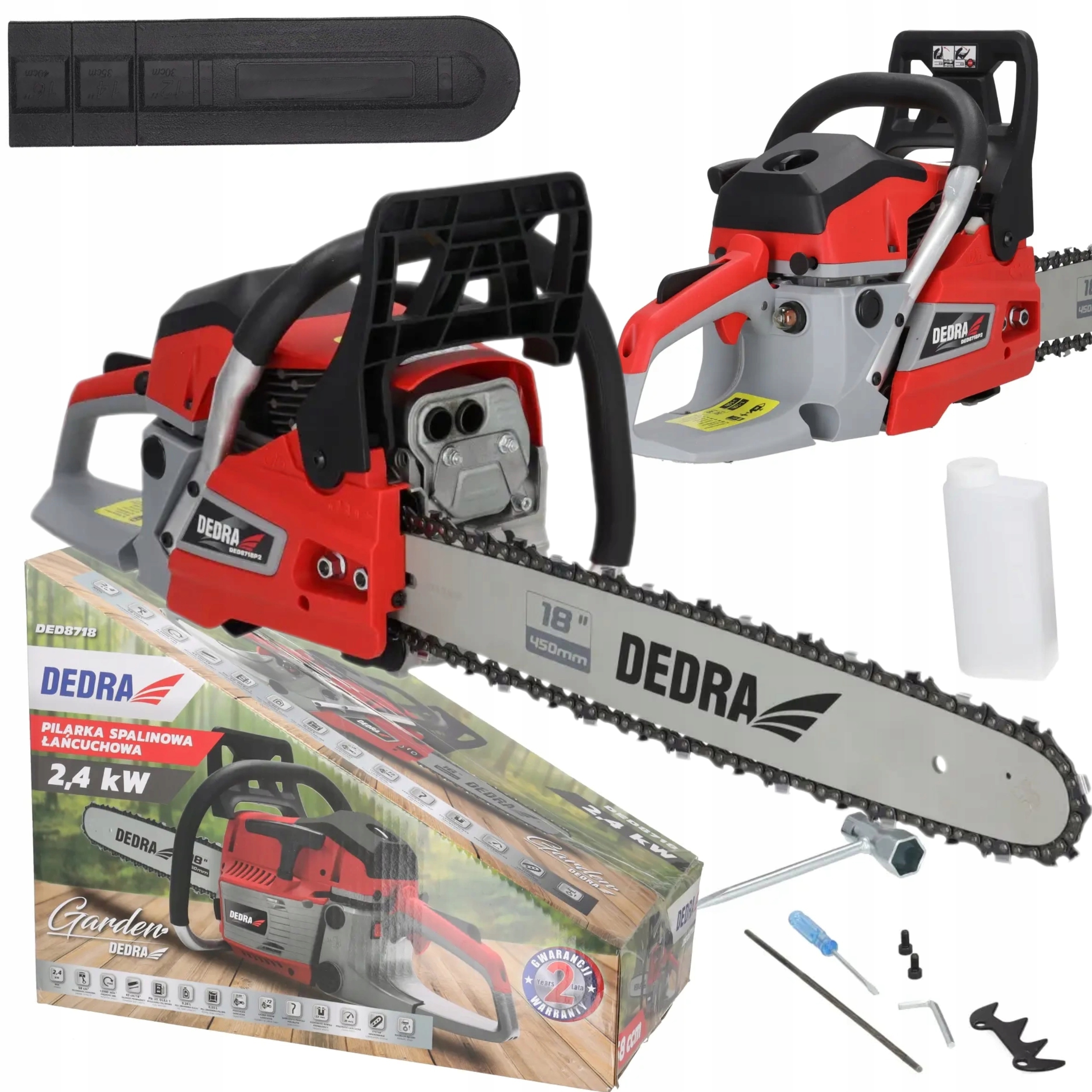DEDRA PIŁA SPALINOWA PILARKA ŁAŃCUCHOWA 18" 45CM 2,4KW 58CM3 DREWNA MOCNA