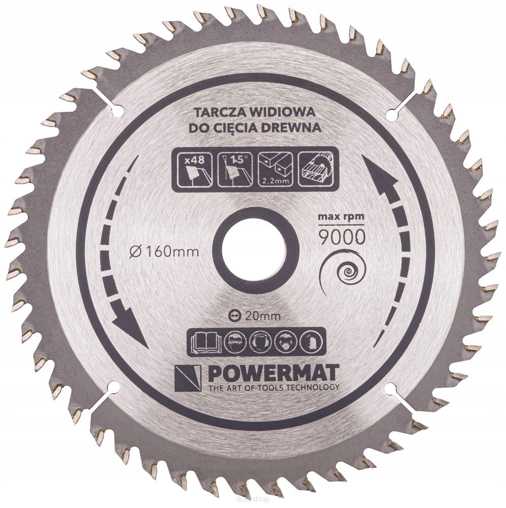 POWERMAT TARCZA WIDIOWA DO DREWNA 160x20 48z TDD-160x20x48Z