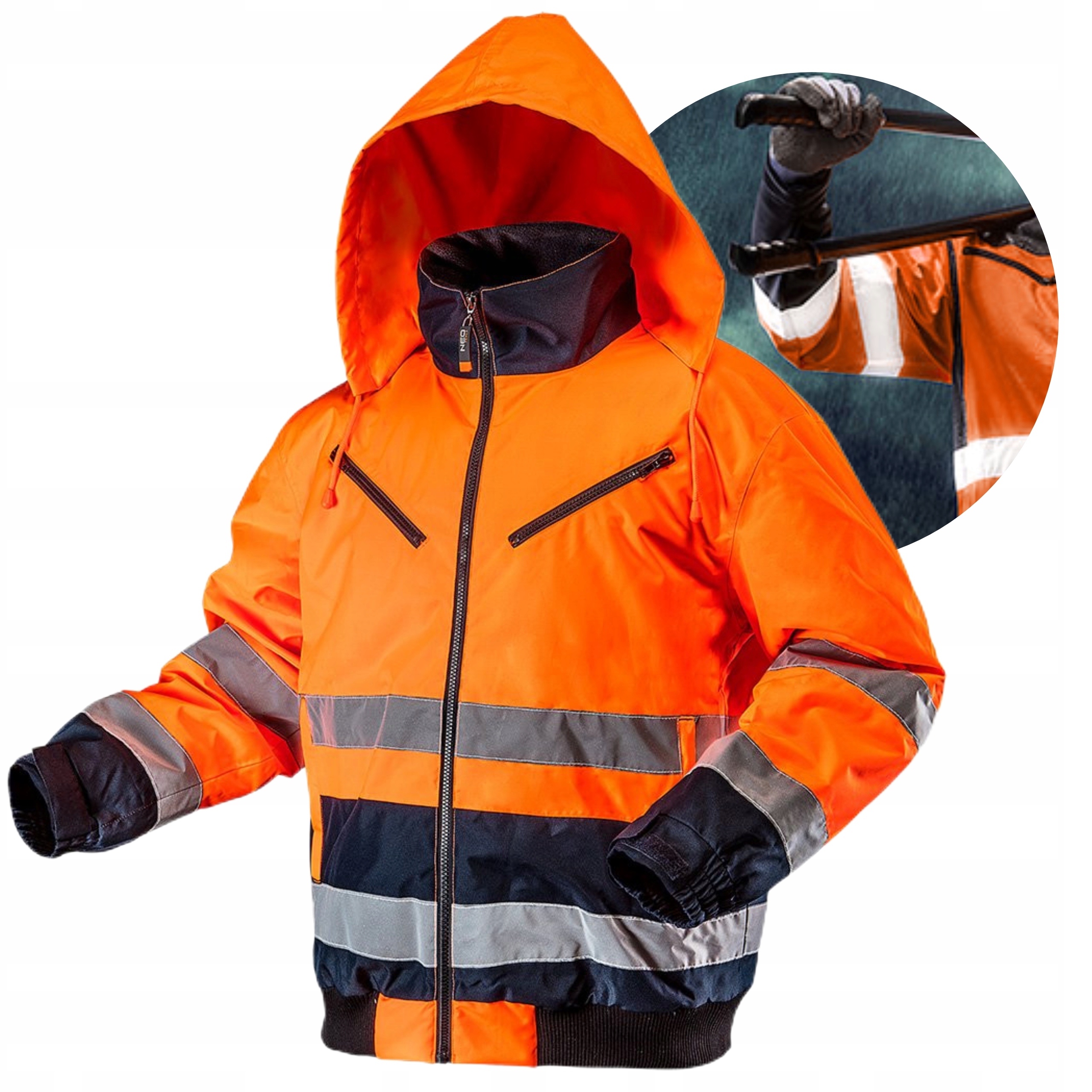 NEO KURTKA ROBOCZA BLUZA OCIEPLANA WARM OSTRZEGAWCZA KAPTUR 81-711 S/48