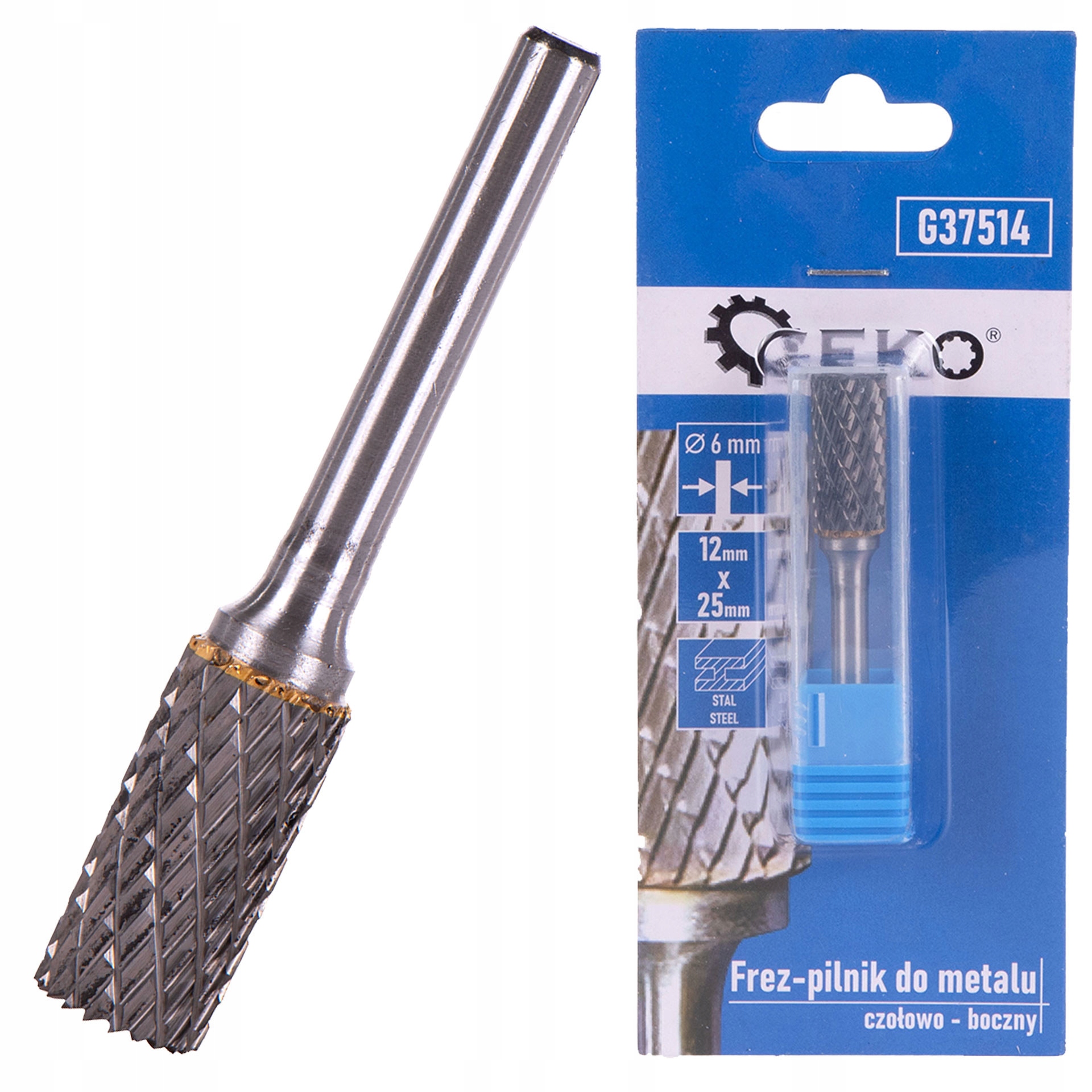 GEKO ODPORNY FREZ-PILNIK DO METALU Z WĘGLIKA WOLFRAMU 12x25MM 6MM G37514