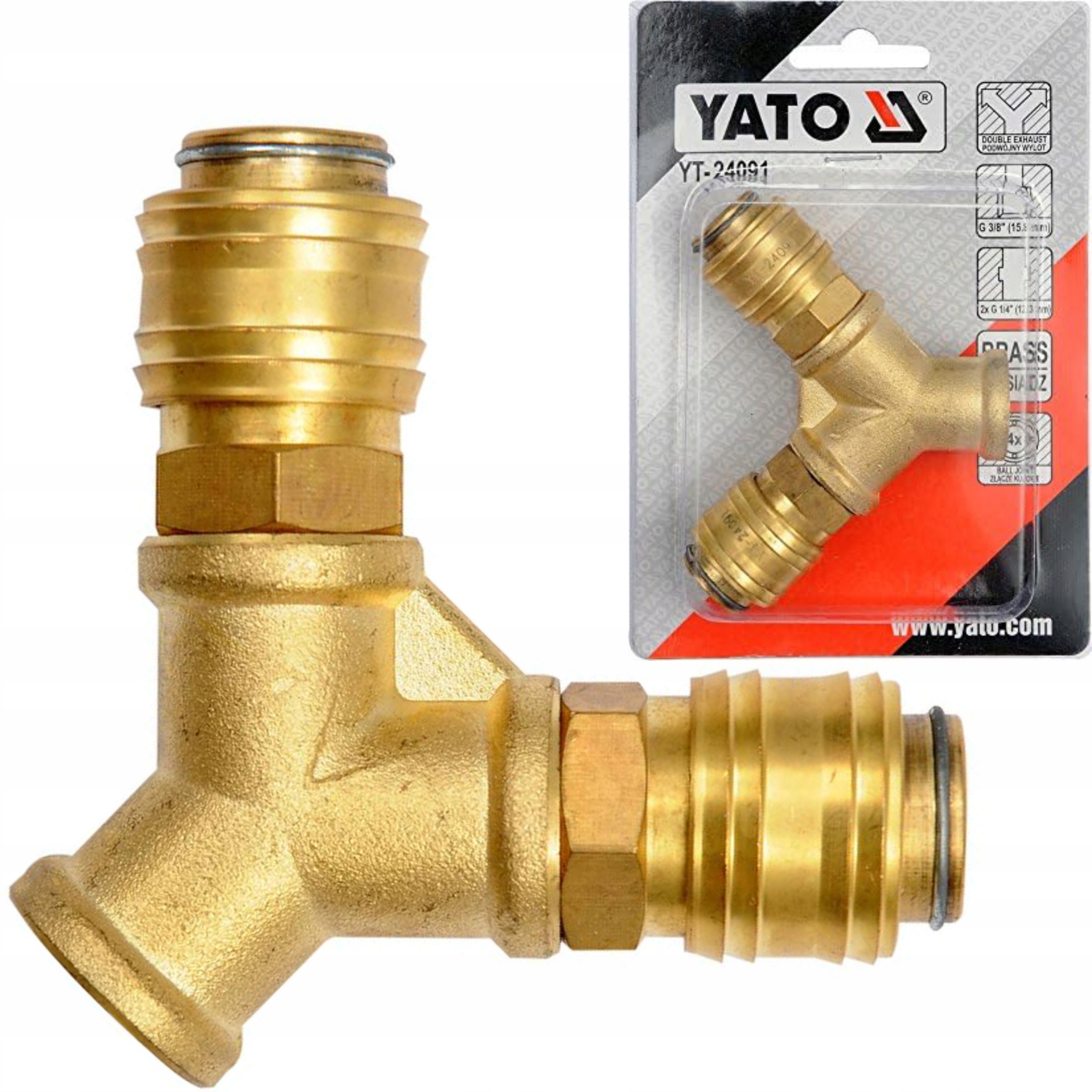 YATO ROZGAŁĘŹNIK MOSIĘŻNY 1/4 GWINT WEWNĘTRZNY 3/8 YATO YT-24091 YATO
