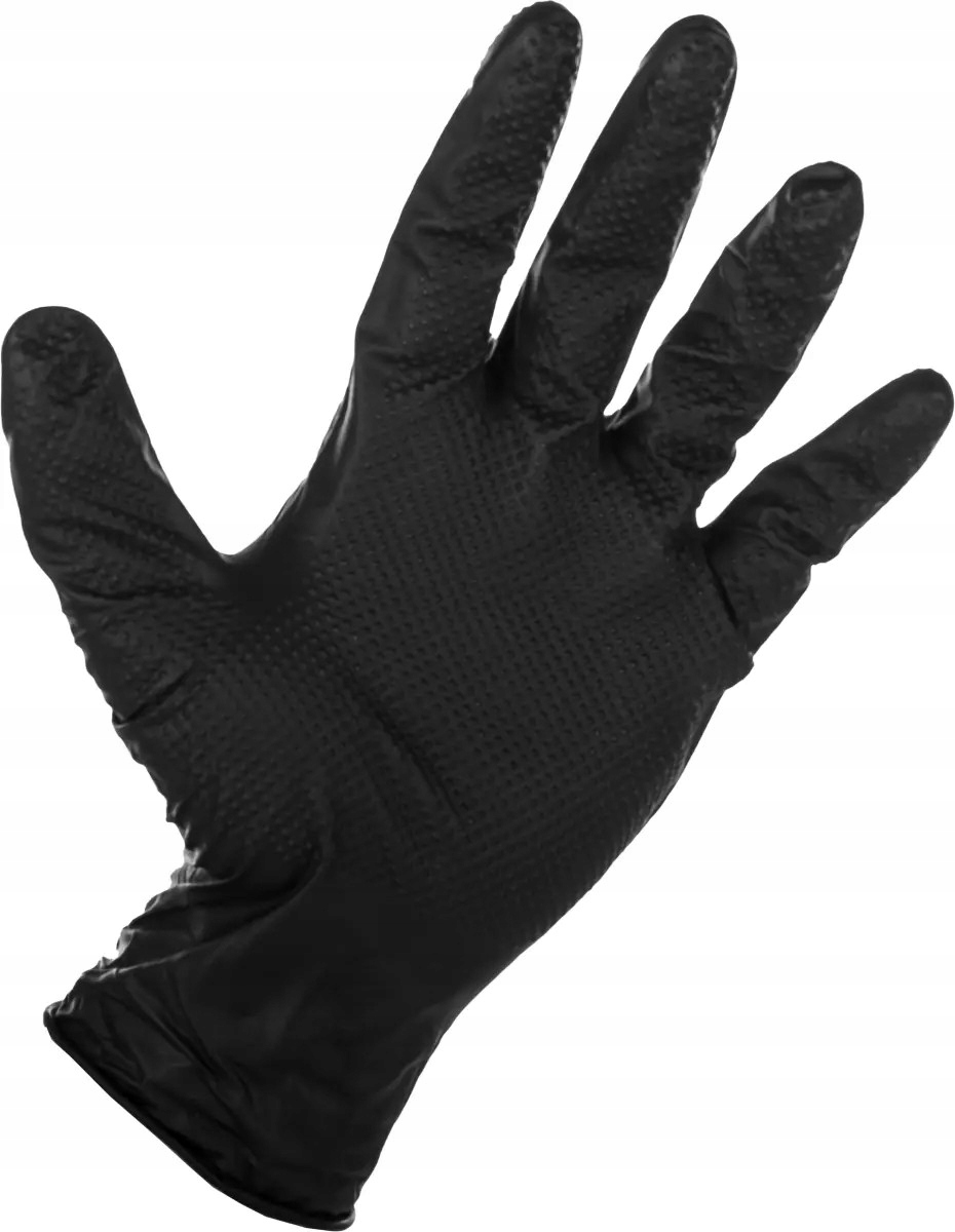 RĘKAWICE RĘKAWICZKI NITRYLOWE SCHMITH POWERGRIP SUPER MOCNE 50 SZT CZARNE L