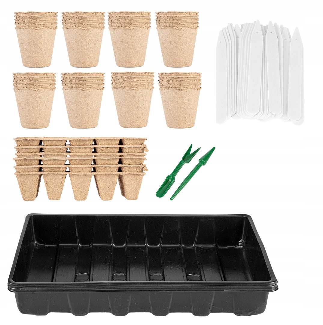 ZESTAW DO ROZSADZANIA 88 ELEMENTÓW BIODEGRADOWALNE DONICE TORFOWE 15G467