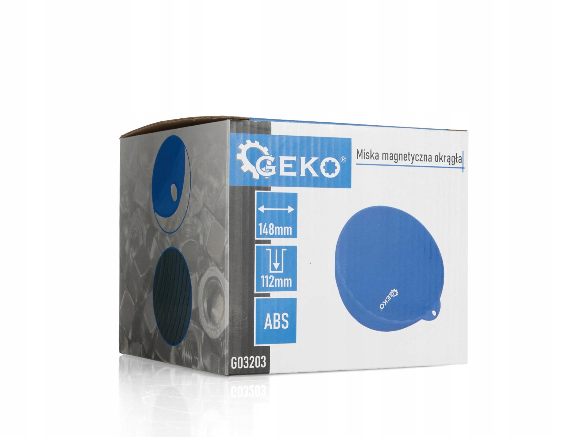 GEKO MISKA MAGNETYCZNA OKRĄGŁA ABS 148x112mm NA ŚRUBKI DO WARSZTATU G03203