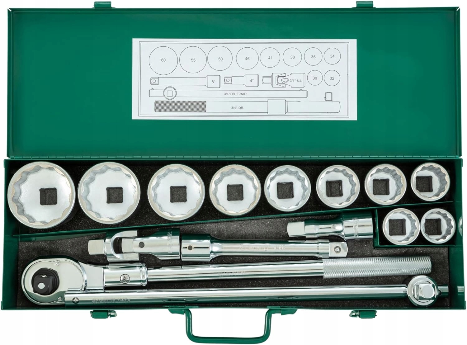 SATA ZESTAW 15 KLUCZY NASADOWYCH 3/4" METRYCZNYCH W WALIZCE ST09015SJ