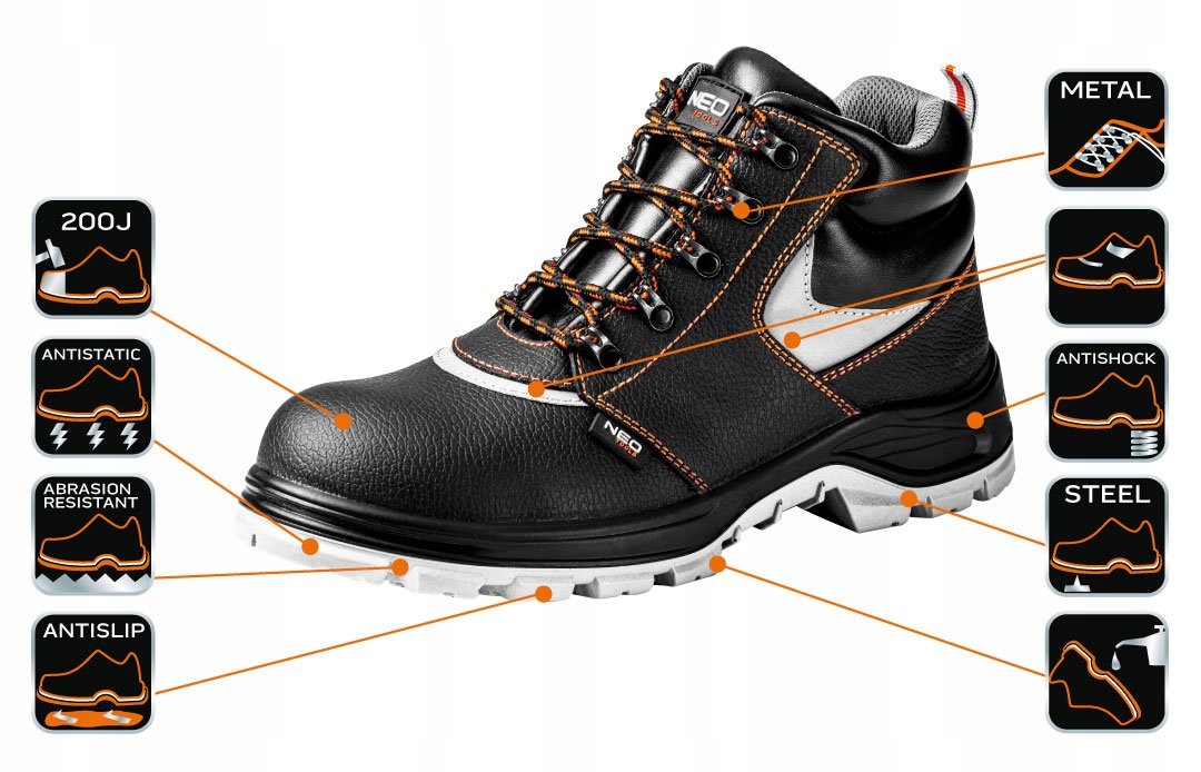 NEO BUTY TRZEWIKI SKÓRZANE ROBOCZE METALOWY PODNOSEK SRA 82-023 r. 42