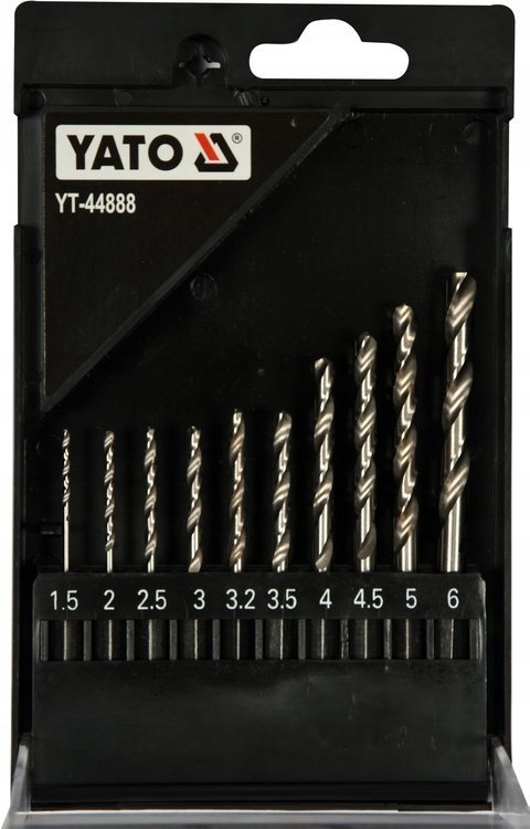 YATO ZESTAW KOMPLET WIERTŁA DO METALU HSS 1.5mm-6mm HEX 10SZT. YT-44888