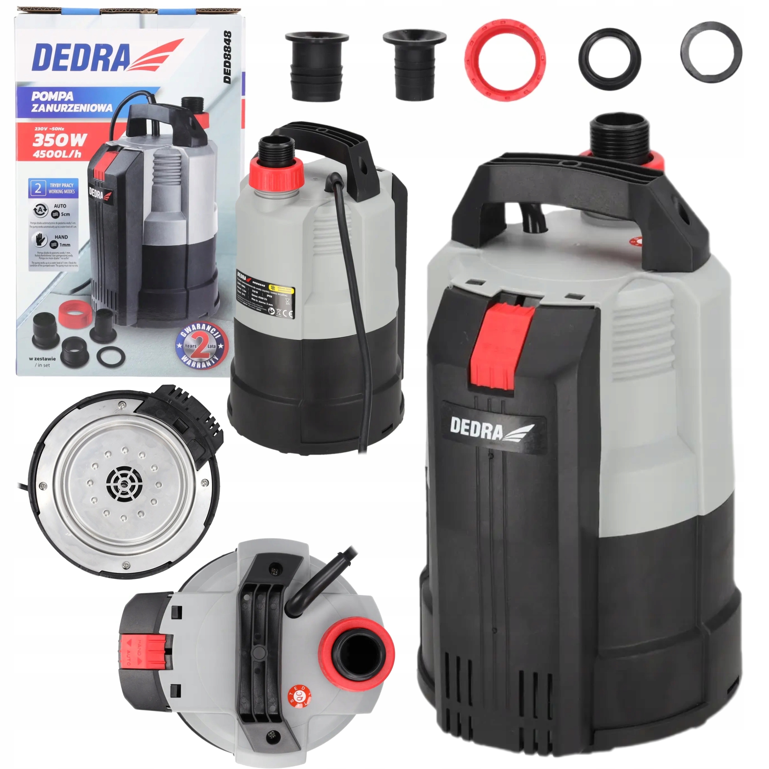 DEDRA POMPA DO WODY CZYSTEJ BRUDNEJ IPX8 4500 l/h 350W DED8848
