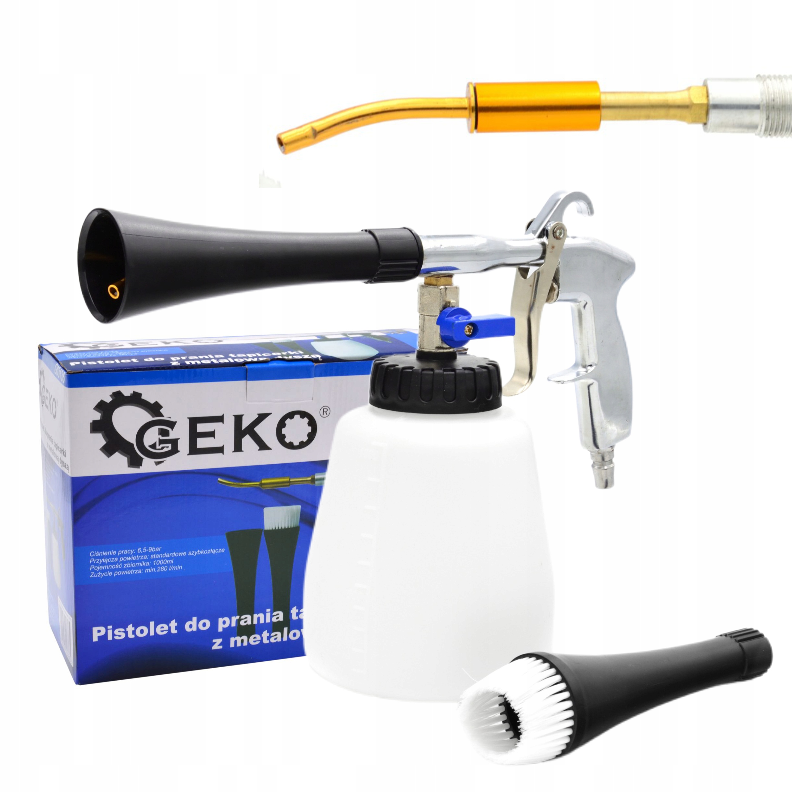 GEKO PISTOLET DO PRANIA TAPICERKI Z METALOWĄ DYSZĄ 1000 ML 6,5-9 BAR G03135
