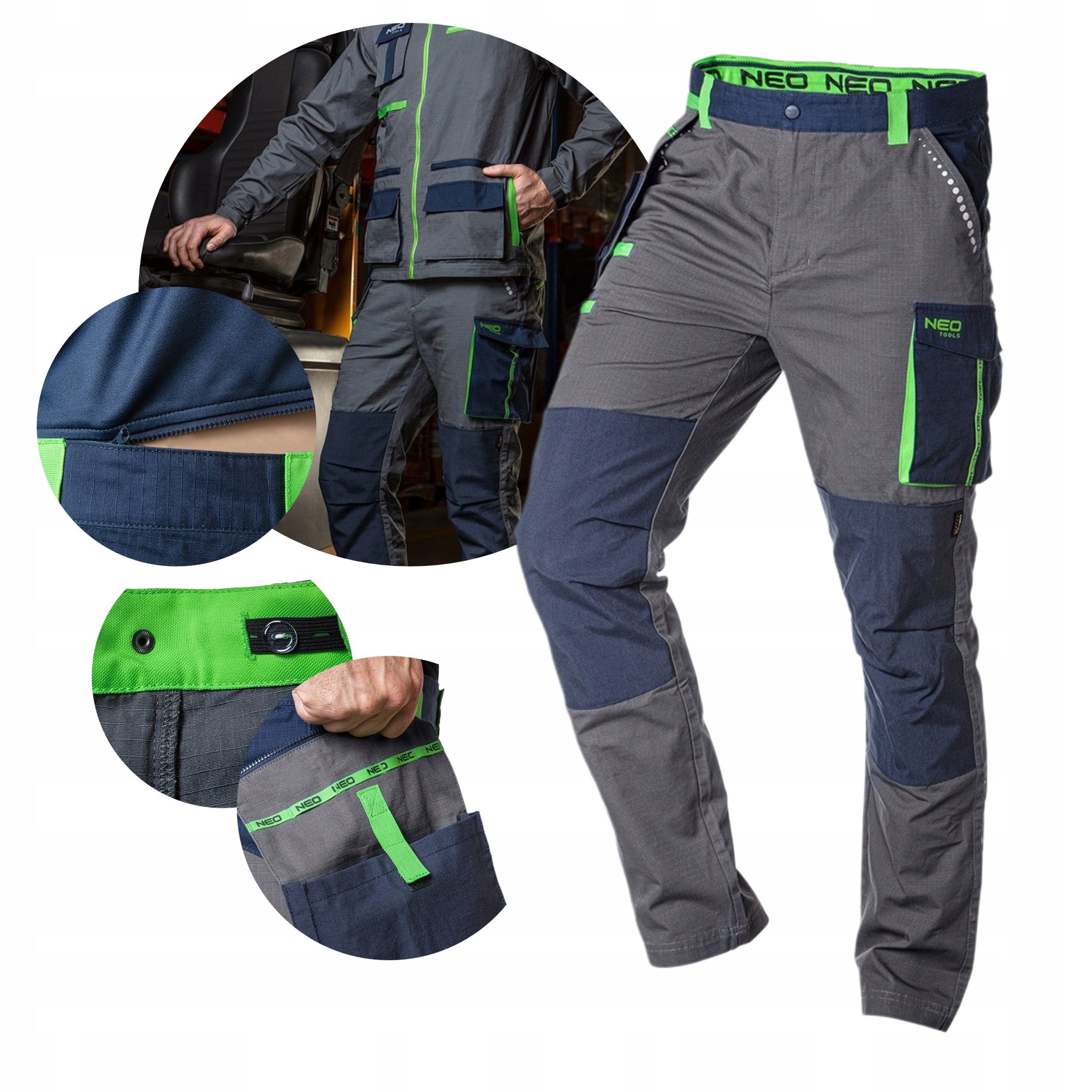 NEO SPODNIE ROBOCZE PREMIUM DO PASA CORDURA PROFILED BAWEŁNA 81-227 XXXL/58