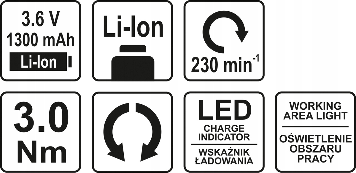 YATO WKRĘTARKA MINI AKUMULATOROWA PROSTA ŁAMANA LED USB 3,6V 1,3Ah + BITY