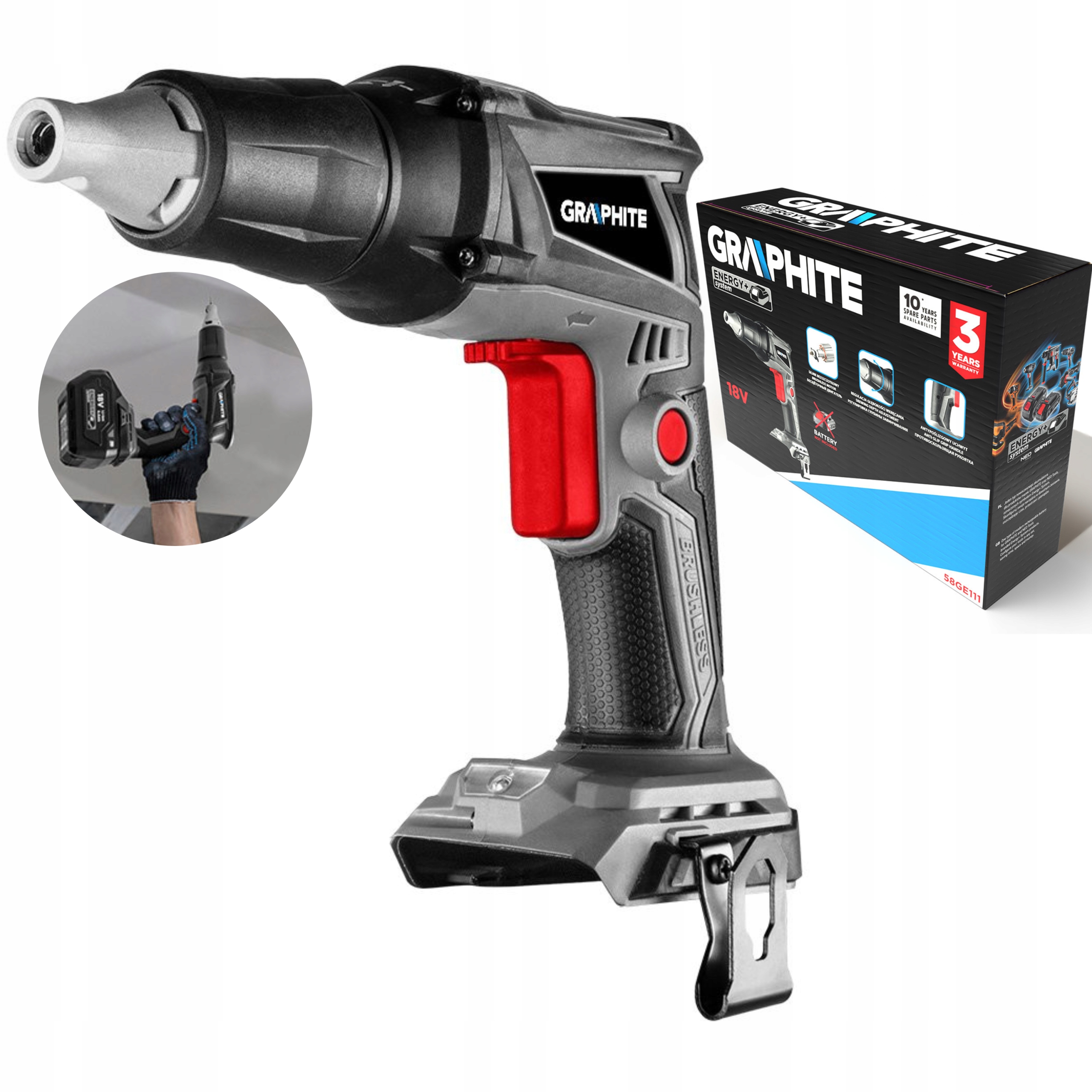 GRAPHITE WKRĘTARKA DO PŁYT g/k Energy+ 18V 58GE111