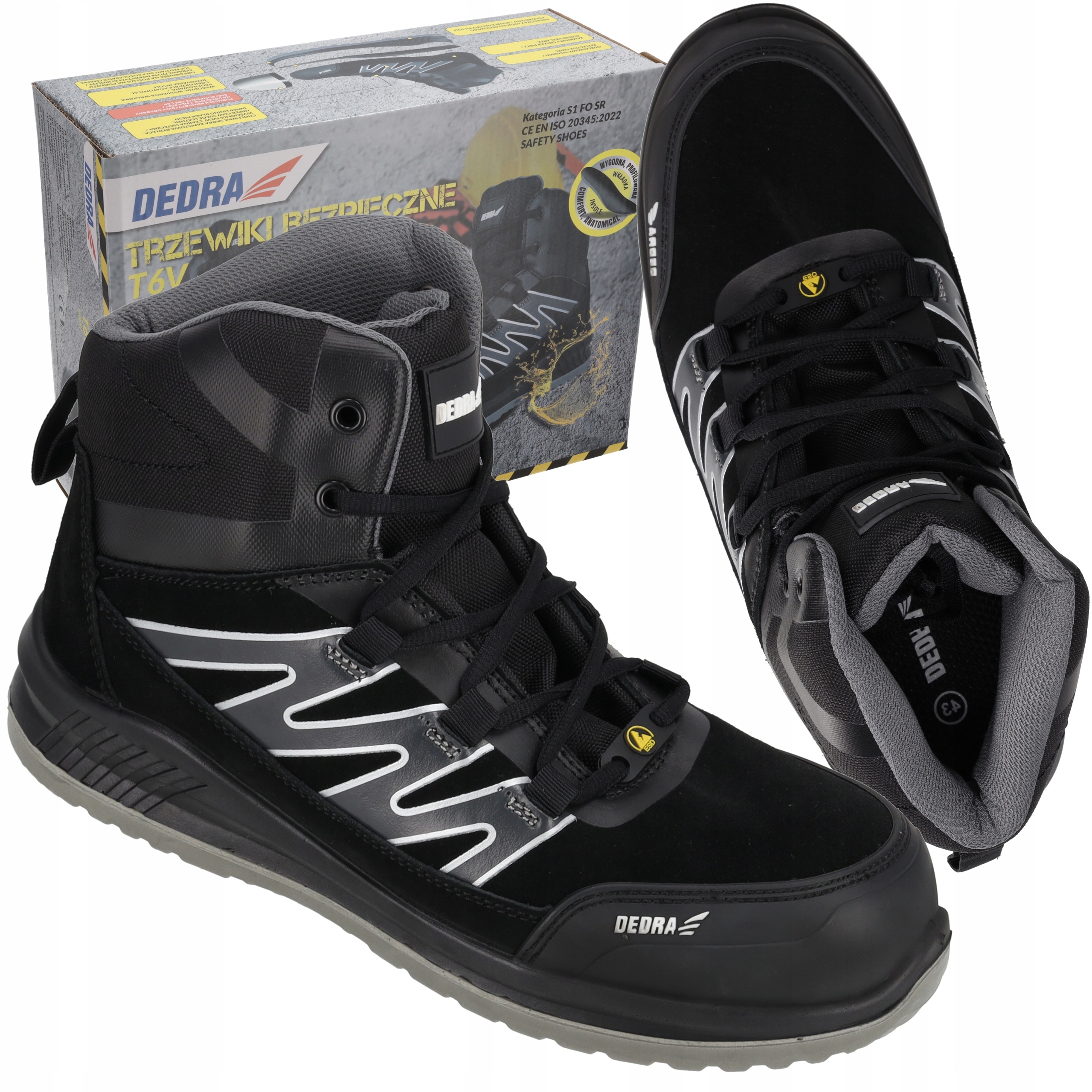 DEDRA TRZEWIKI ROBOCZE BUTY BHP ZAMSZ PODNOSEK S1 SRC BH9T6V ROZMIAR 46