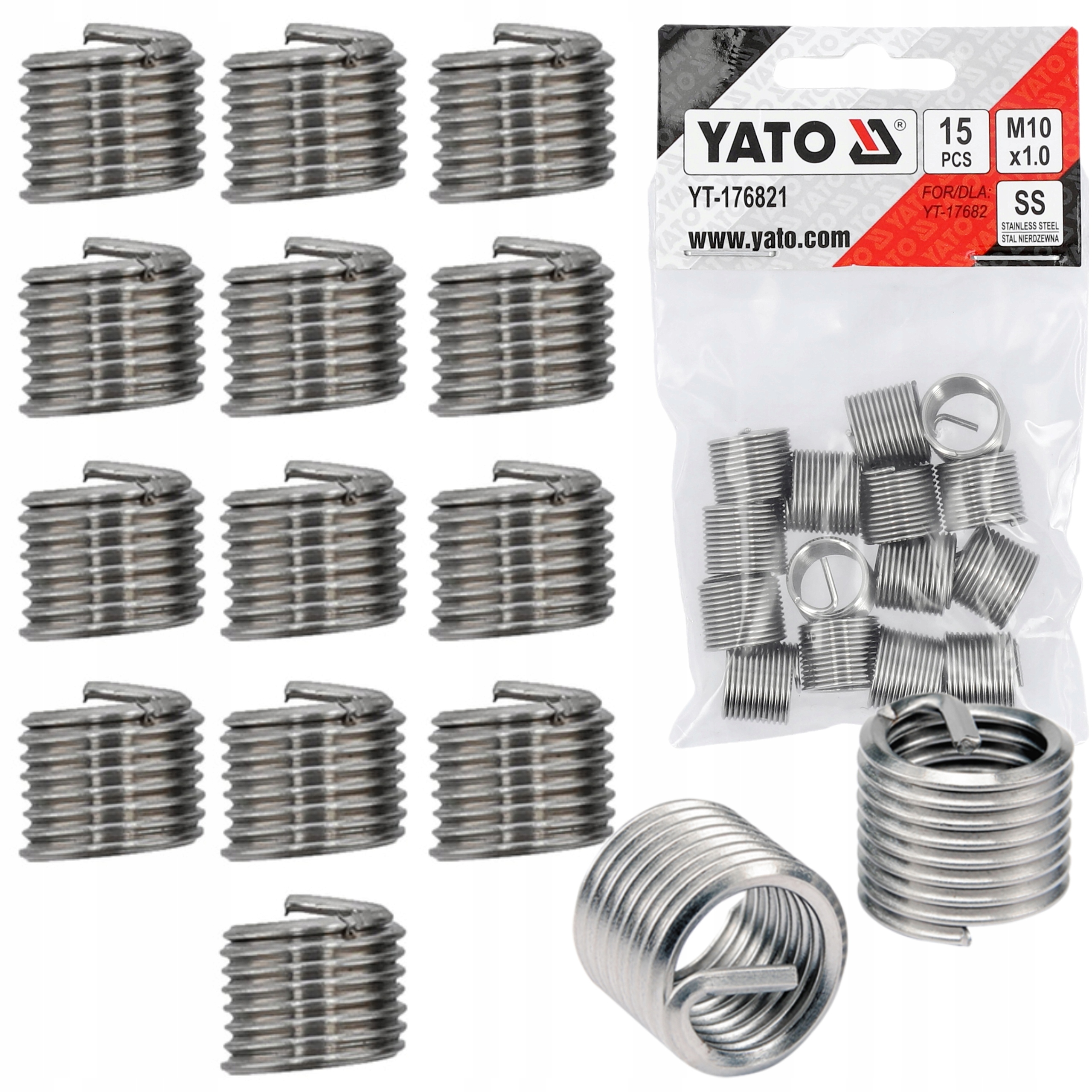 YATO SPRĘŻYNKI WKŁADY SPIRALNE DO NAPRAWY GWINTÓW M10x1,0mm 15szt YT-176821