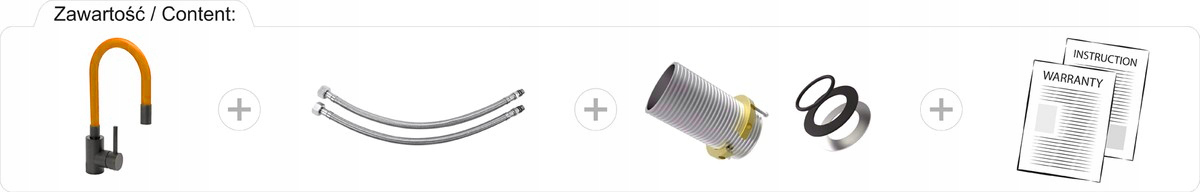 BATERIA ZLEWOZMYWAKOWA ELASTYCZNA 'BLACK FLEXIBLE' POMARAŃCZOWA FALA 75778