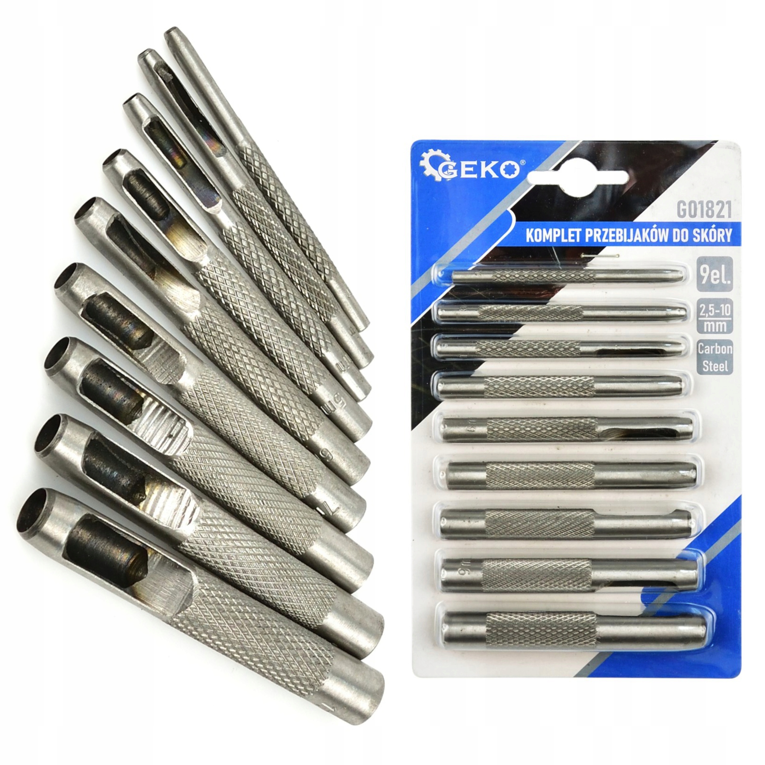GEKO WYCINAKI WYBIJAKI PRZEBIJAKI DO OTWOROW DO SKÓRY 9SZT 2,5-10MM G01821