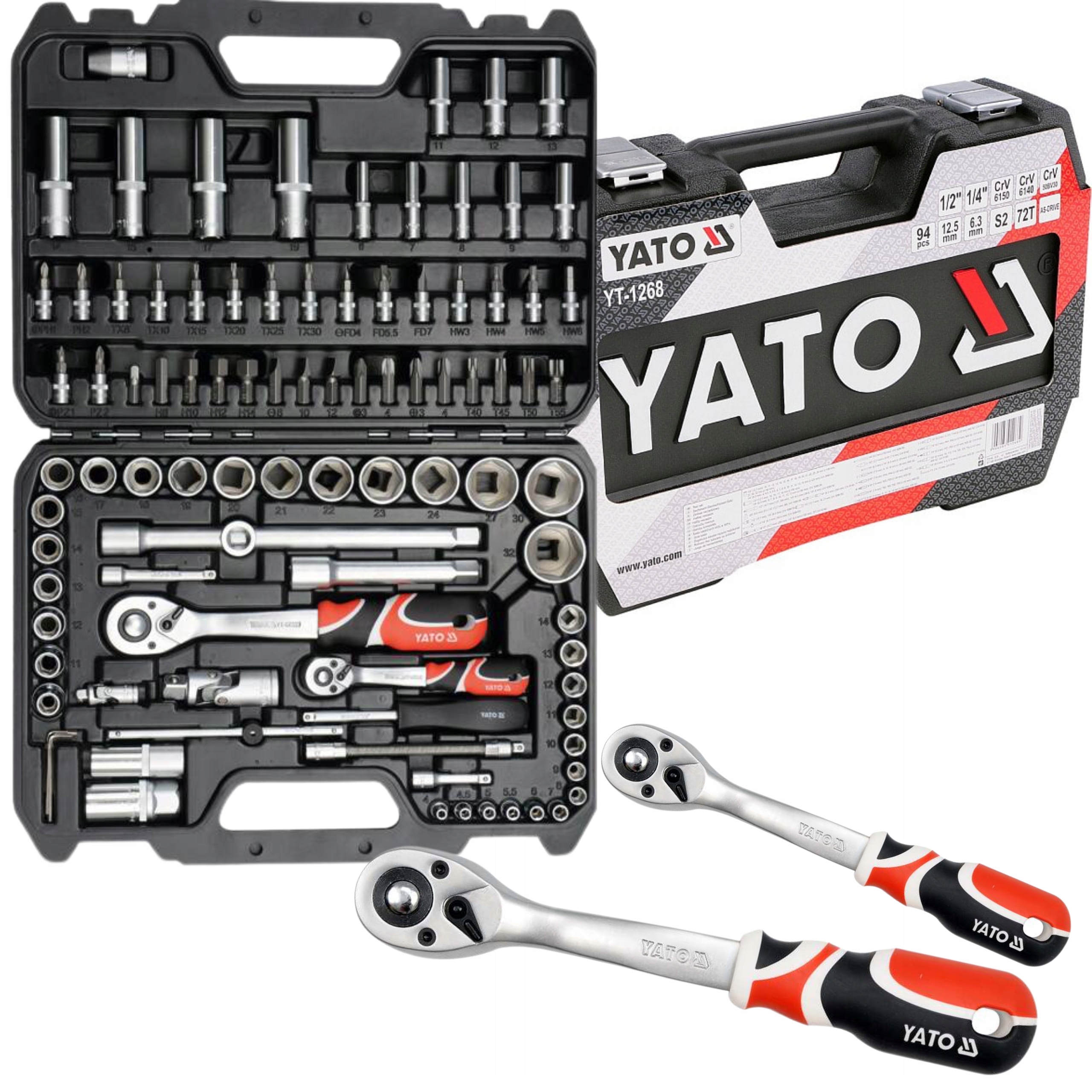 YATO ZESTAW KLUCZY NASADOWYCH 94 szt. 1/2" 1/4" TORX IMBUS YT-1268 1 XXL