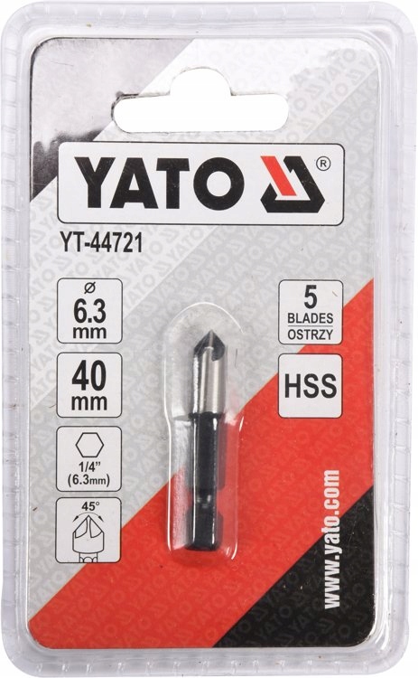 YATO POGŁĘBIACZ DO METALU HSS 6,3MM X 40MM HEX YT-44721