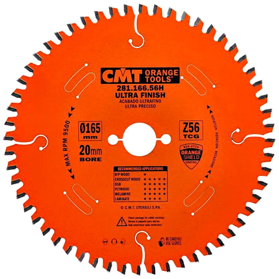 CMT PIŁA DO DREWNA LAMINATÓW I PŁYT WIÓROWYCH 165X20MM 56Z 281.166.56H