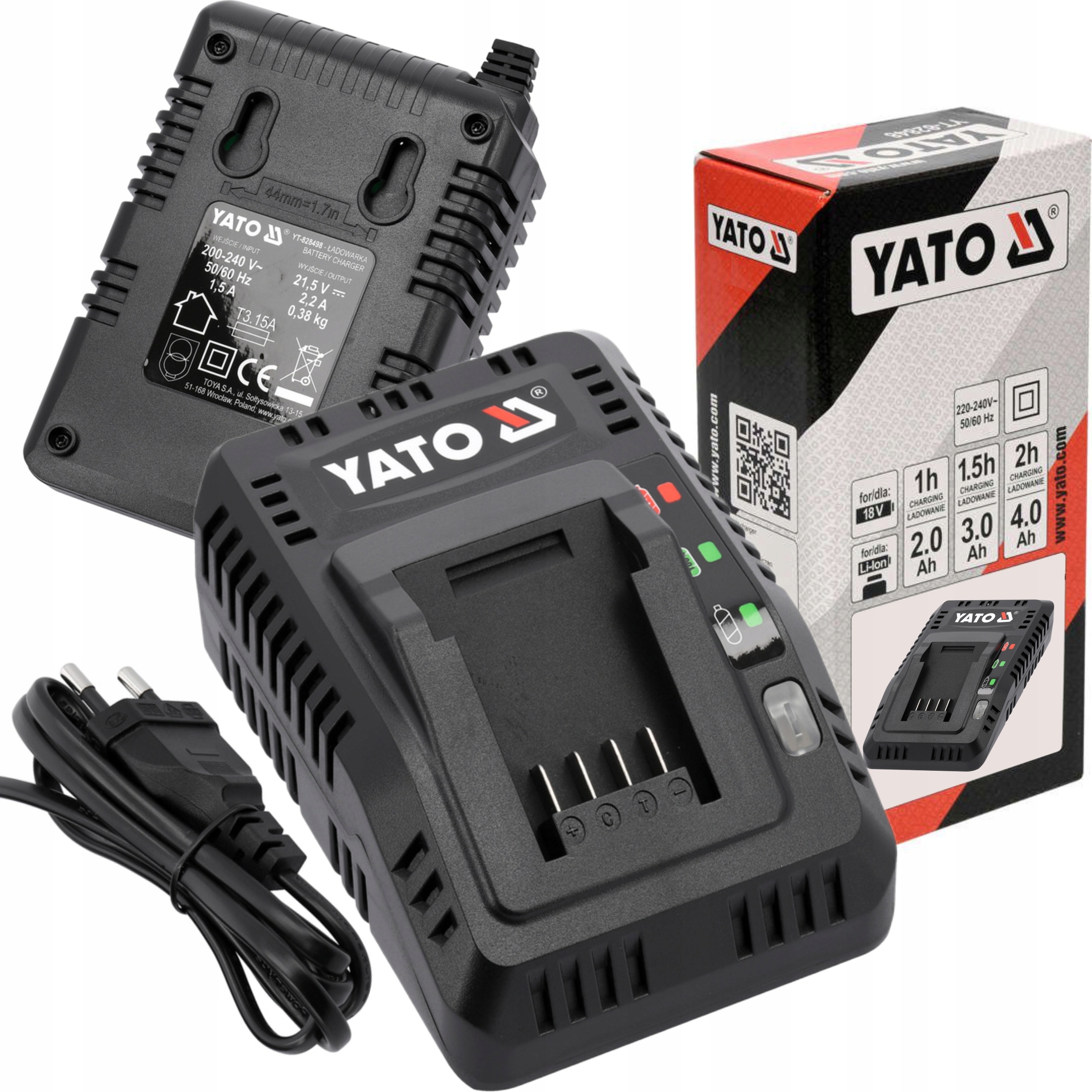YATO ŁADOWARKA DO AKUMULATORÓW SYSTEM 18V 2.2A YATO DO BATERII YT-828498