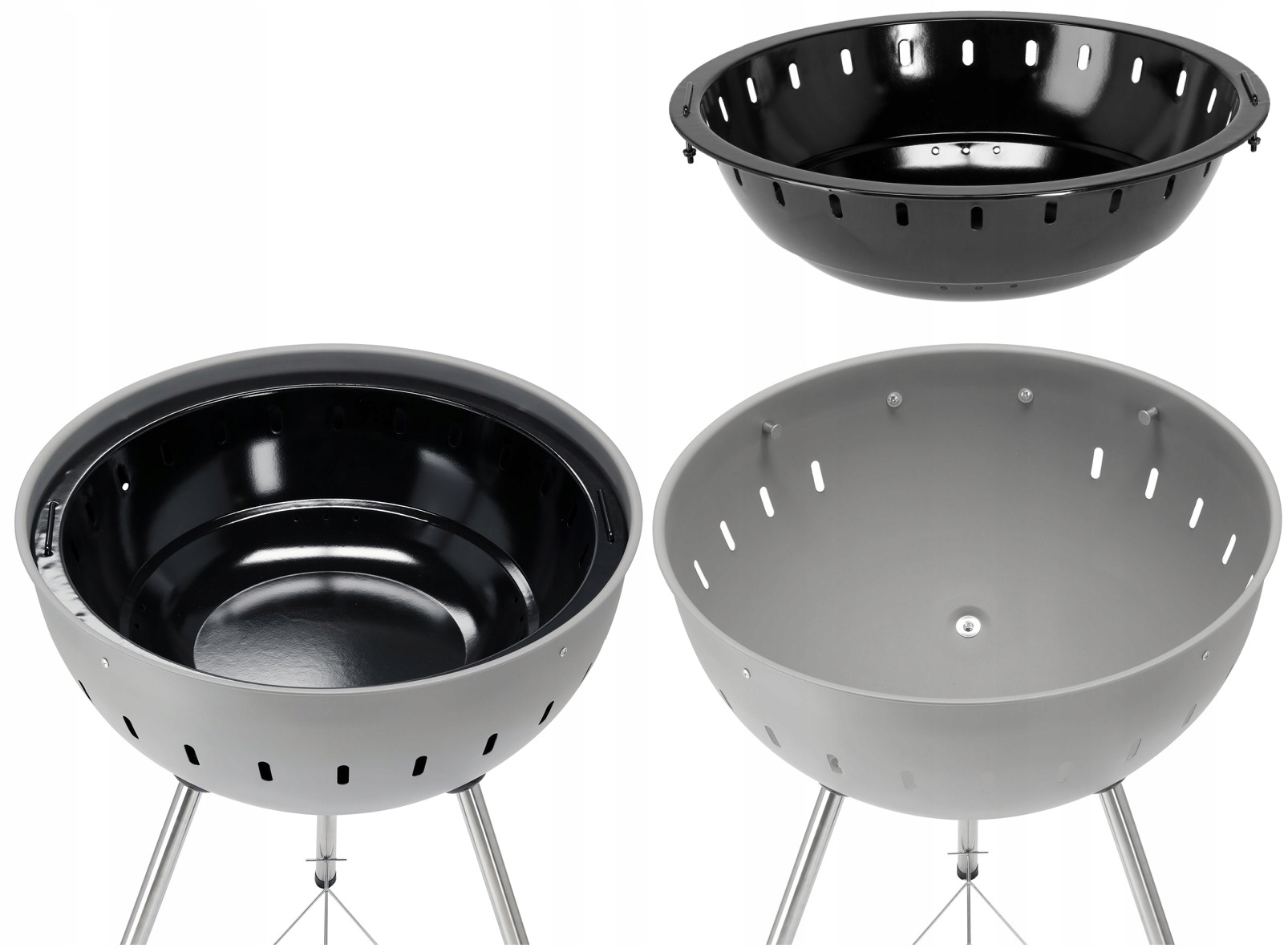GRILL OGRODOWY WĘGLOWY OKRĄGŁY Z POKRYWĄ RUSZT XXL KÓŁKA POKRYWA 54CM 20301