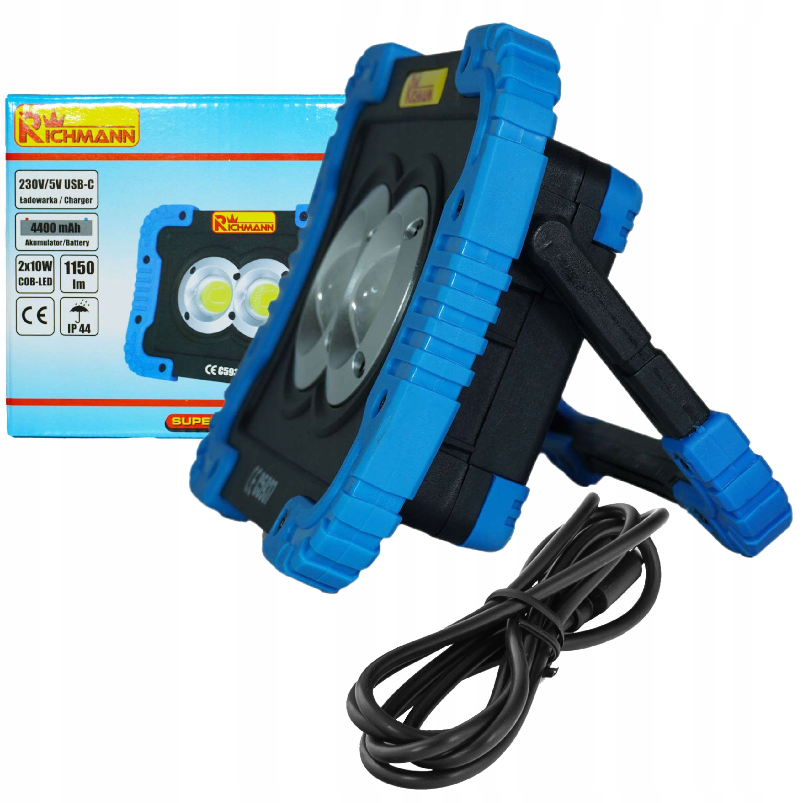 RICHMANN HALOGENOWA LAMPA AKUMULATOR LED 2 X10W WARSZTATOWA BUDOWLANA C5937