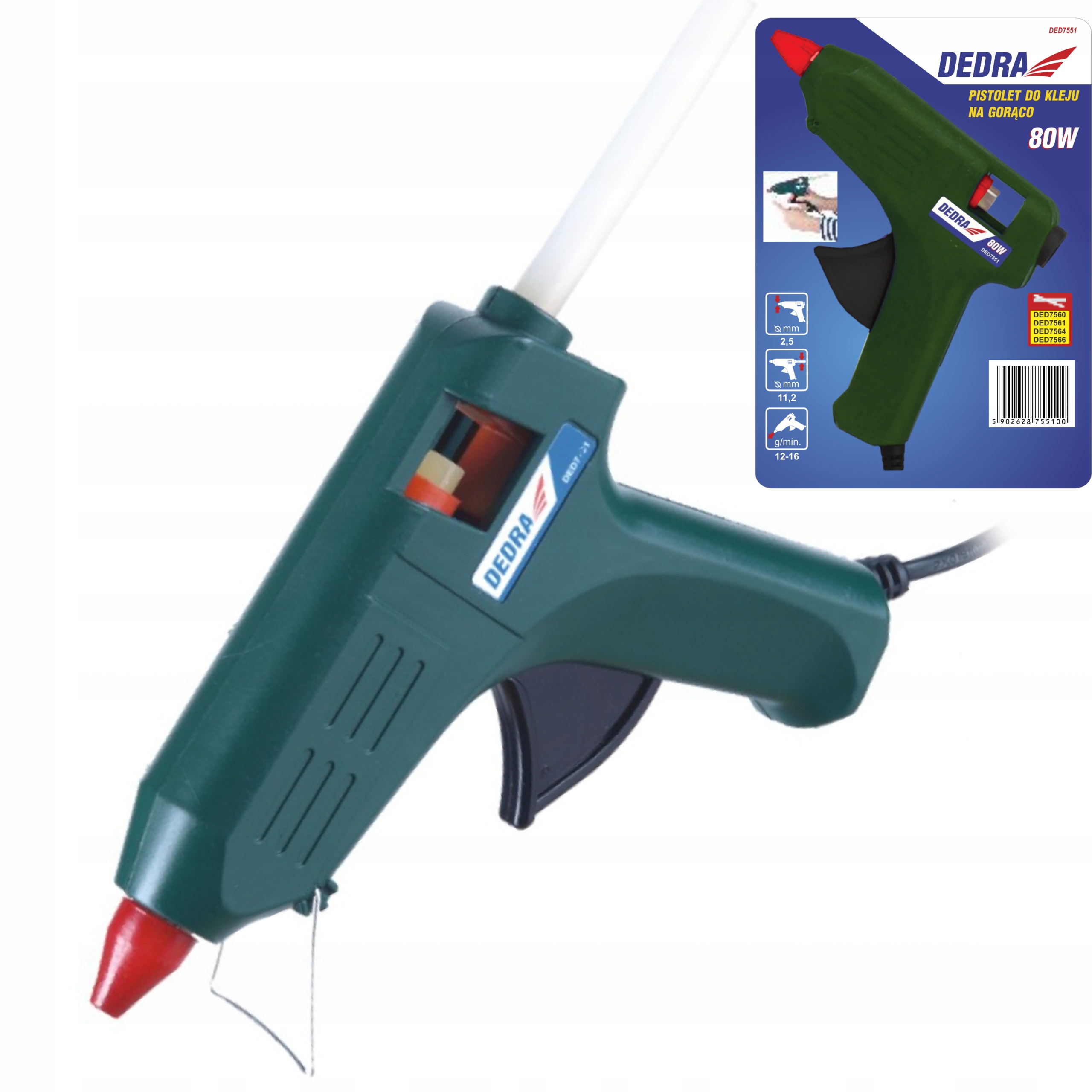 DEDRA PISTOLET DO KLEJU NA GORĄCO DED7551 11MM 80W