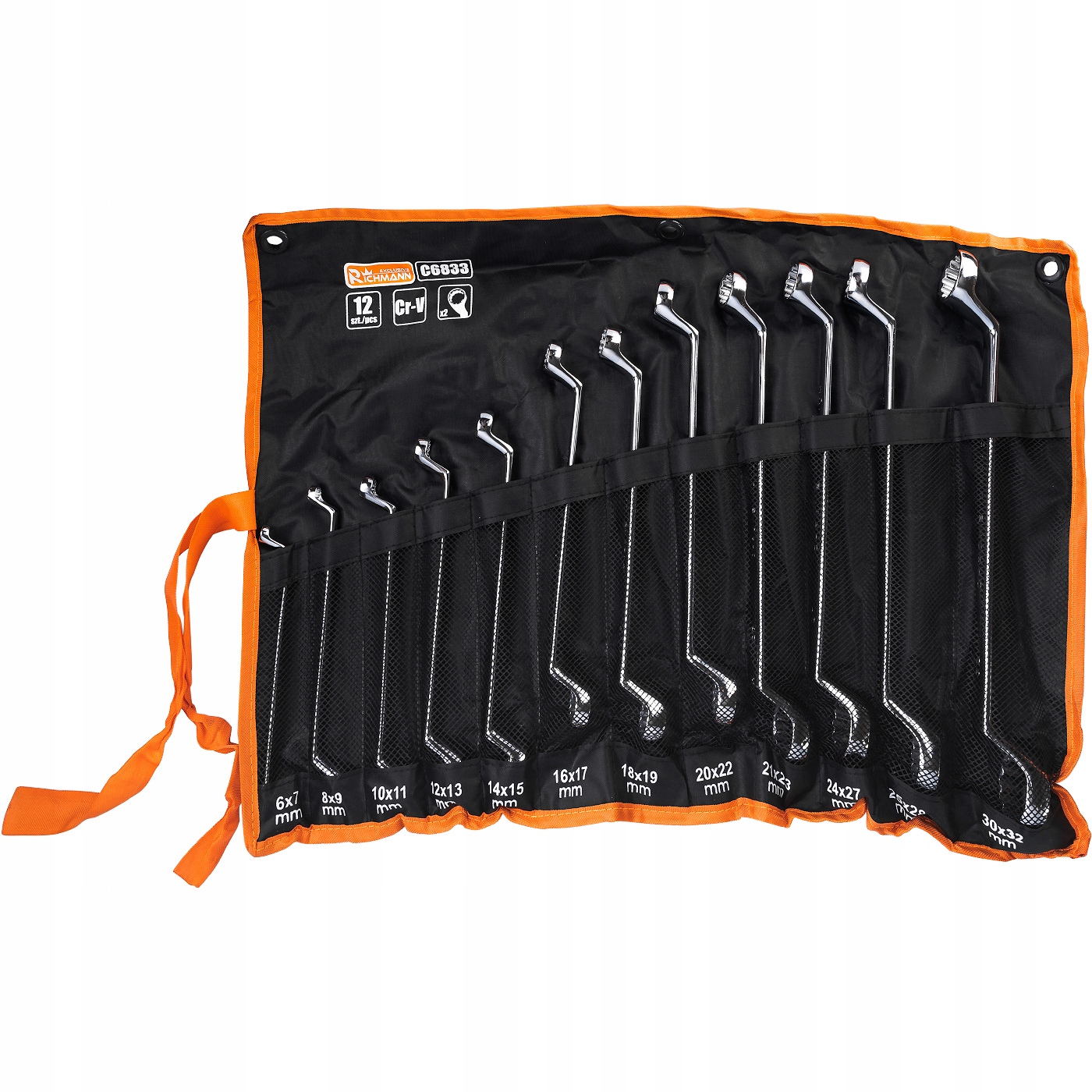 KLUCZE OCZKOWO GIĘTE 6-32MM ZESTAW KLUCZY 12EL.