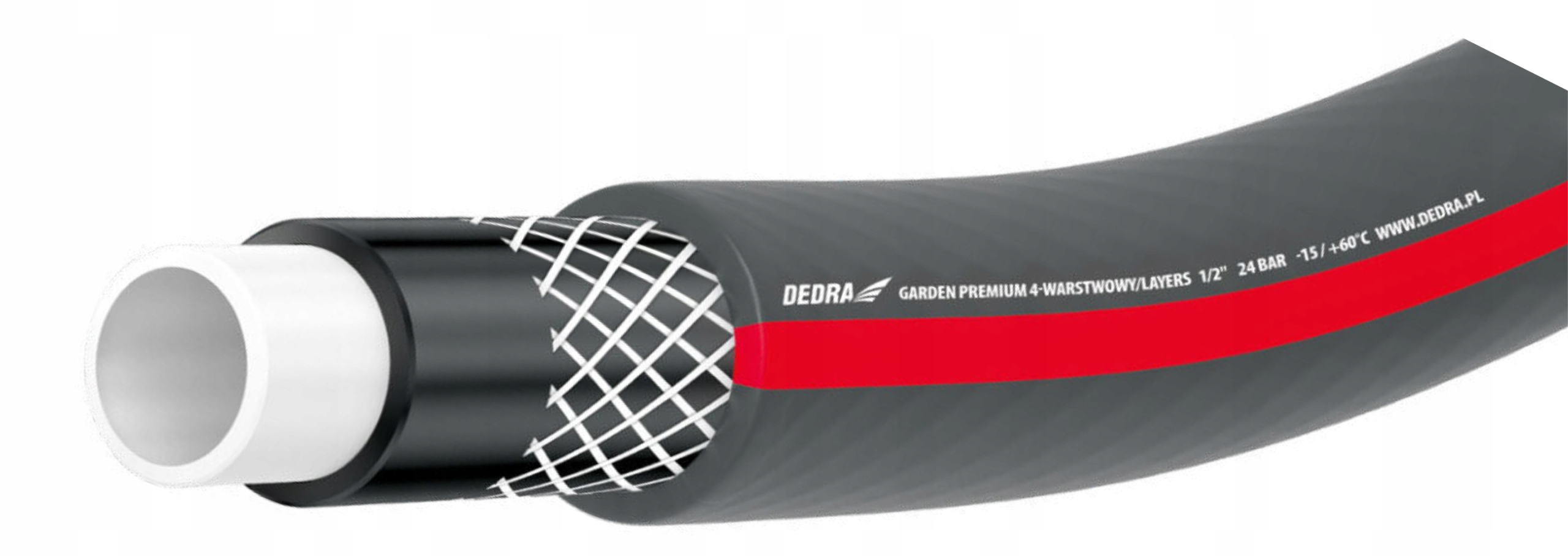 WĄŻ OGRODOWY PREMIUM 24BAR DEDRA 4-WARSTW 1/2" 50M