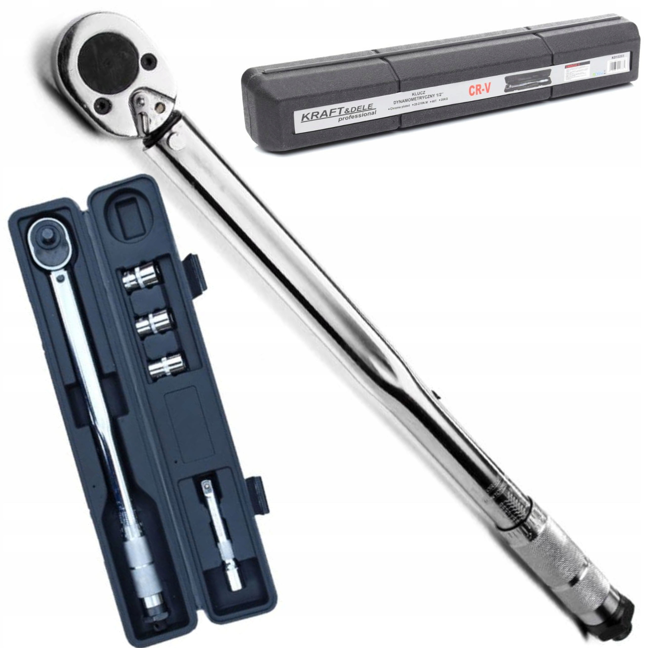 KLUCZ DYNAMOMETRYCZNY DO KÓŁ 1/2" 28-210NM NASADKI 17/19/21 WALIZKA KD10394