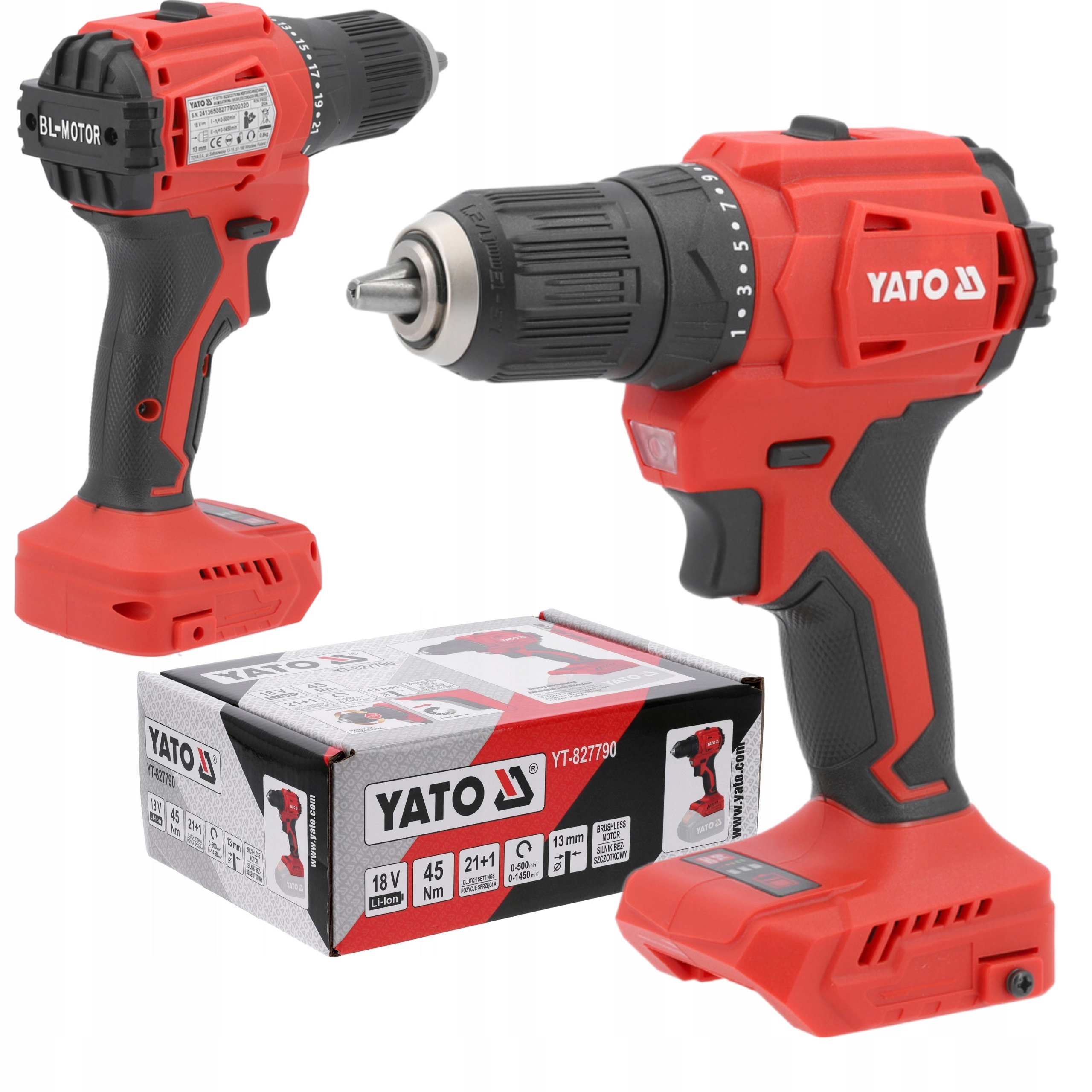 YATO WIERTARKA WKRĘTARKA AKUMULATOROWA BEZSZCZOTKOWA 18V 45NM YT-827790