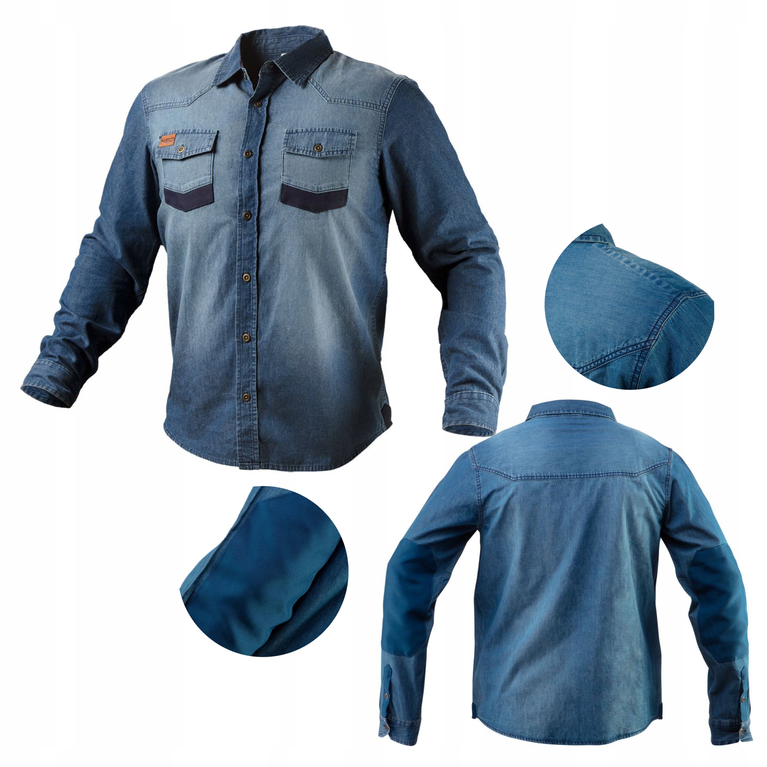 NEO KOSZULA ROBOCZA BAWEŁNA DENIM Jeansowa 81-549