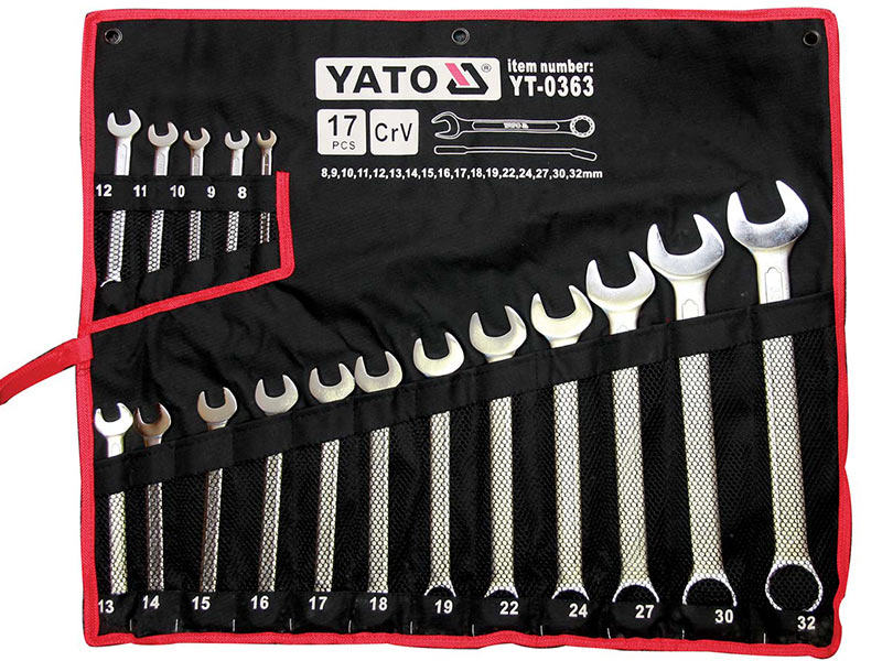 YATO ZESTAW KOMPLET KLUCZY KLUCZE PŁASKO-OCZKOWYCH 17 SZTUK YT-0363 8-32mm
