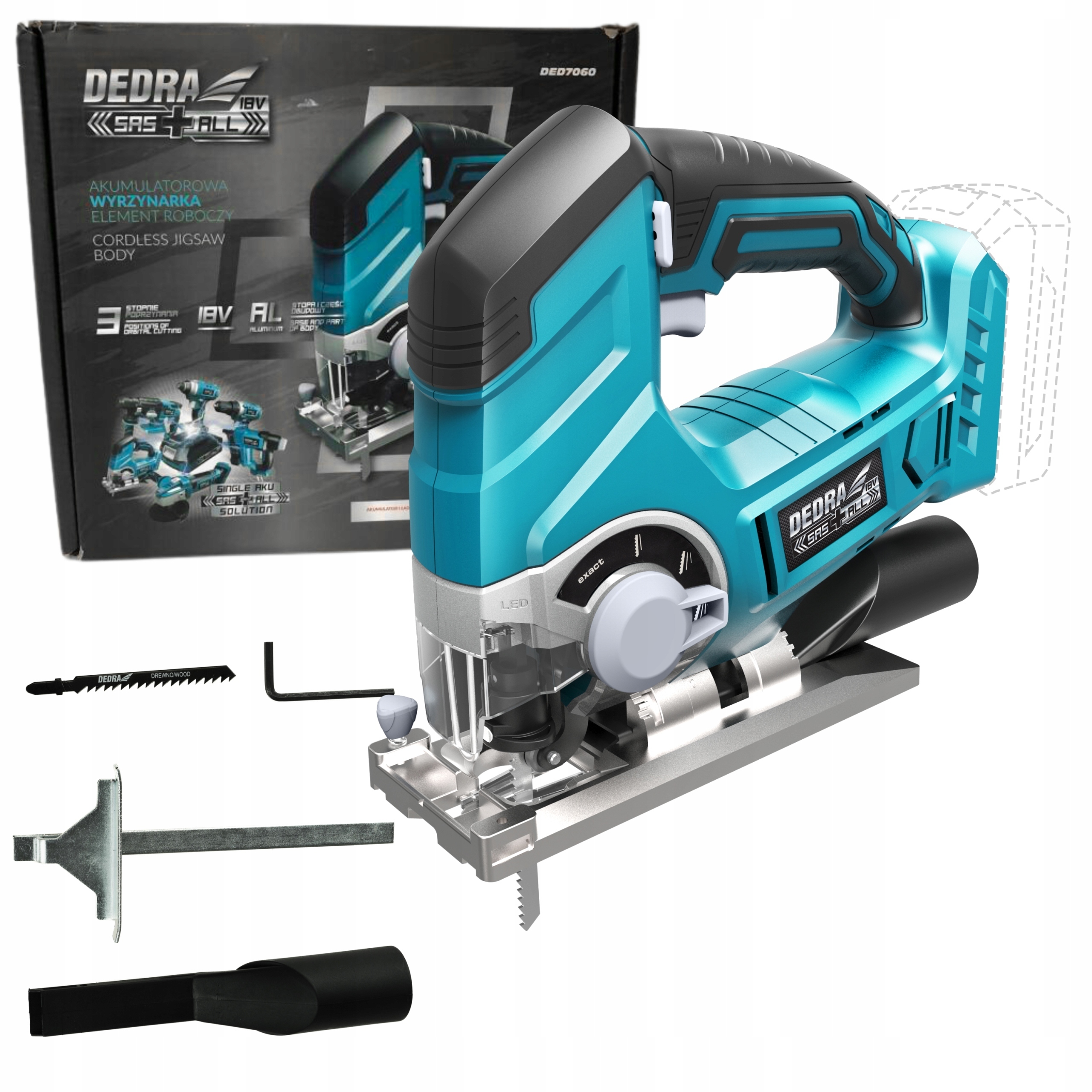 DEDRA WYRZYNARKA AKUMULATOROWA DO DREWNA METALU SAS+ALL 18V SOLO DED7060