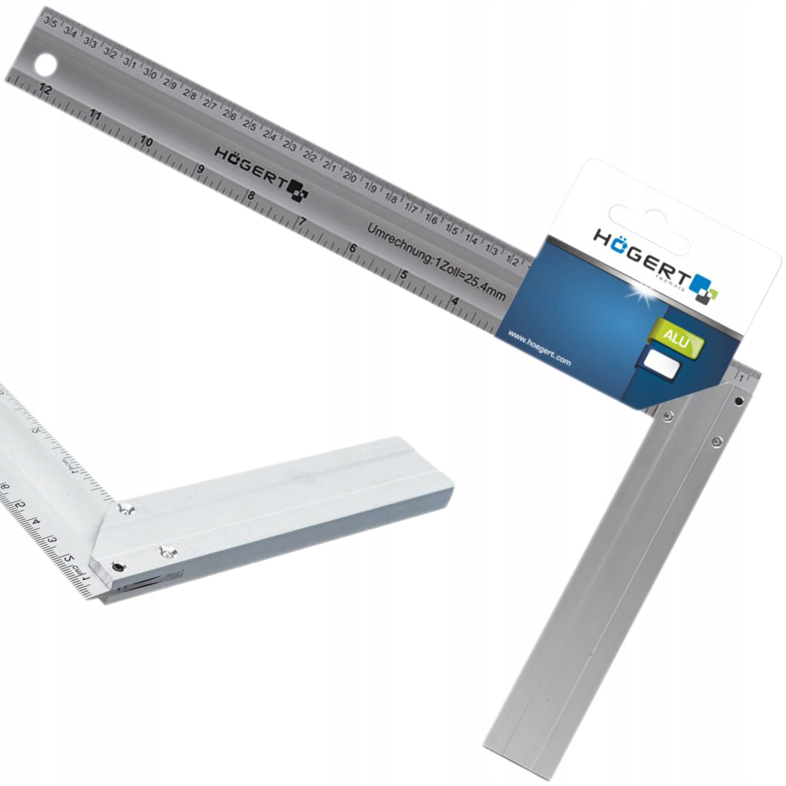 HOGERT KĄTOWNIK STOLARSKI ALUMINIOWY 350X 190MM HT4M203