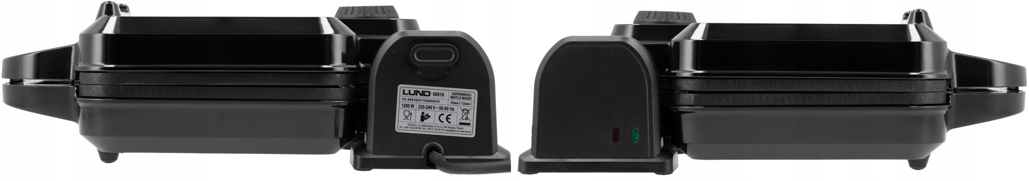 LUND GOFROWNICA 1200W 2 DUŻE GOFRY MOCNA LUND Z REGULACJĄ TEMPERATURY 68016