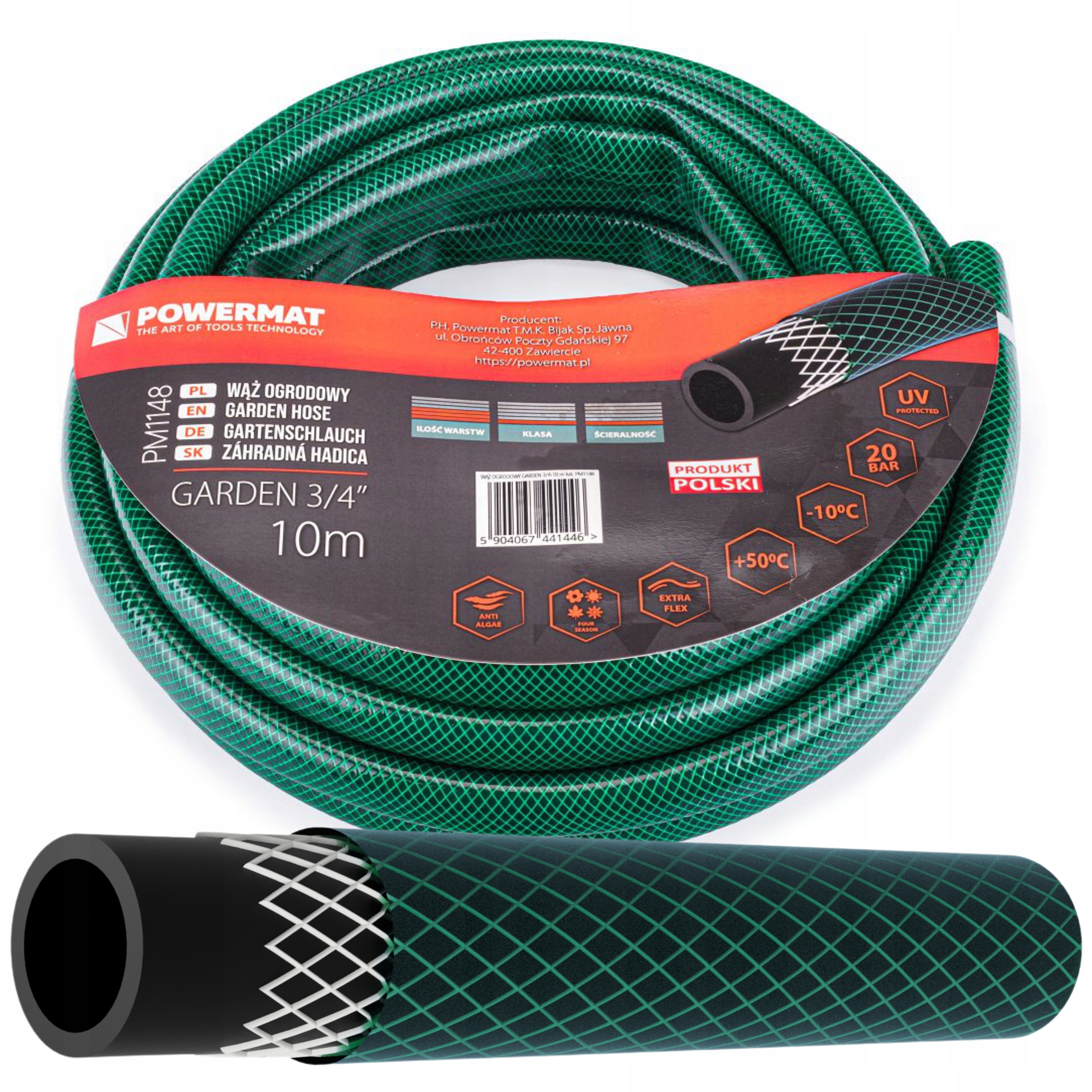 WĄŻ OGRODOWY 3-WARSTWOWY 20BAR 3/4" 10M DO PODLEWANIA PRODUKT POLSKI