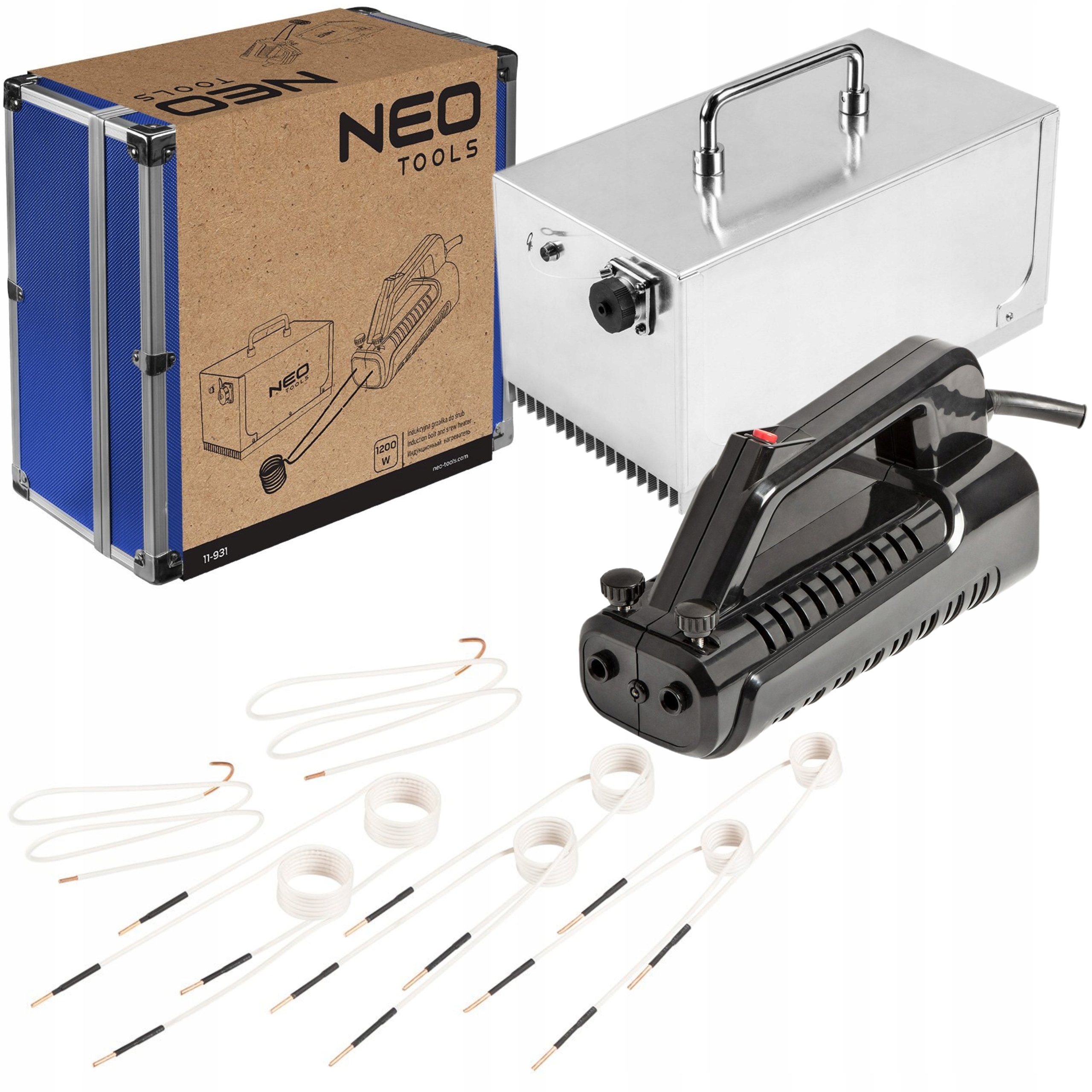 NEO ZESTAW INDUKCYJNA GRZAŁKA DO ŚRUB 1200W + KOŃCÓWKI CEWKI WALIZKA 11-931